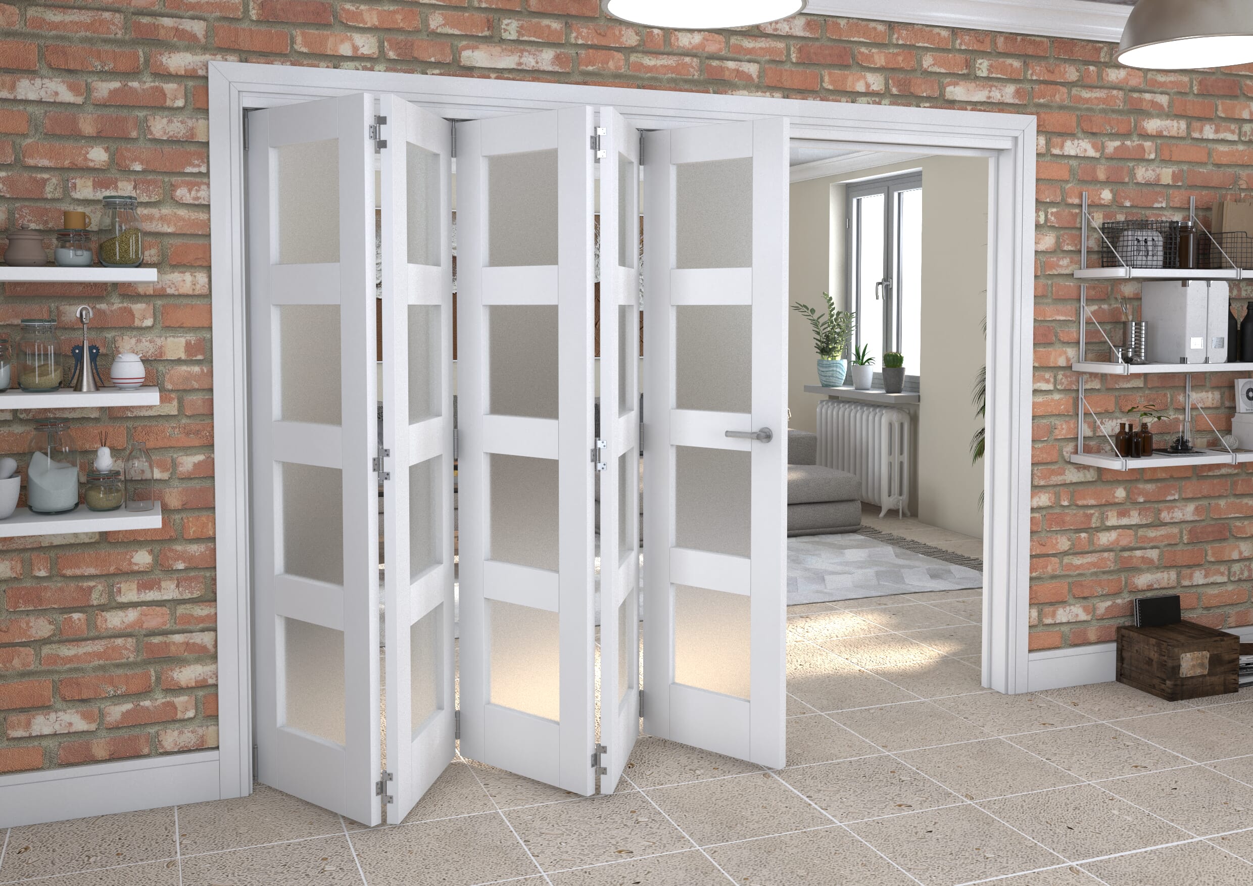 White Frosted 4L Roomfold Grande (5 + 0 x 533mm Doors)