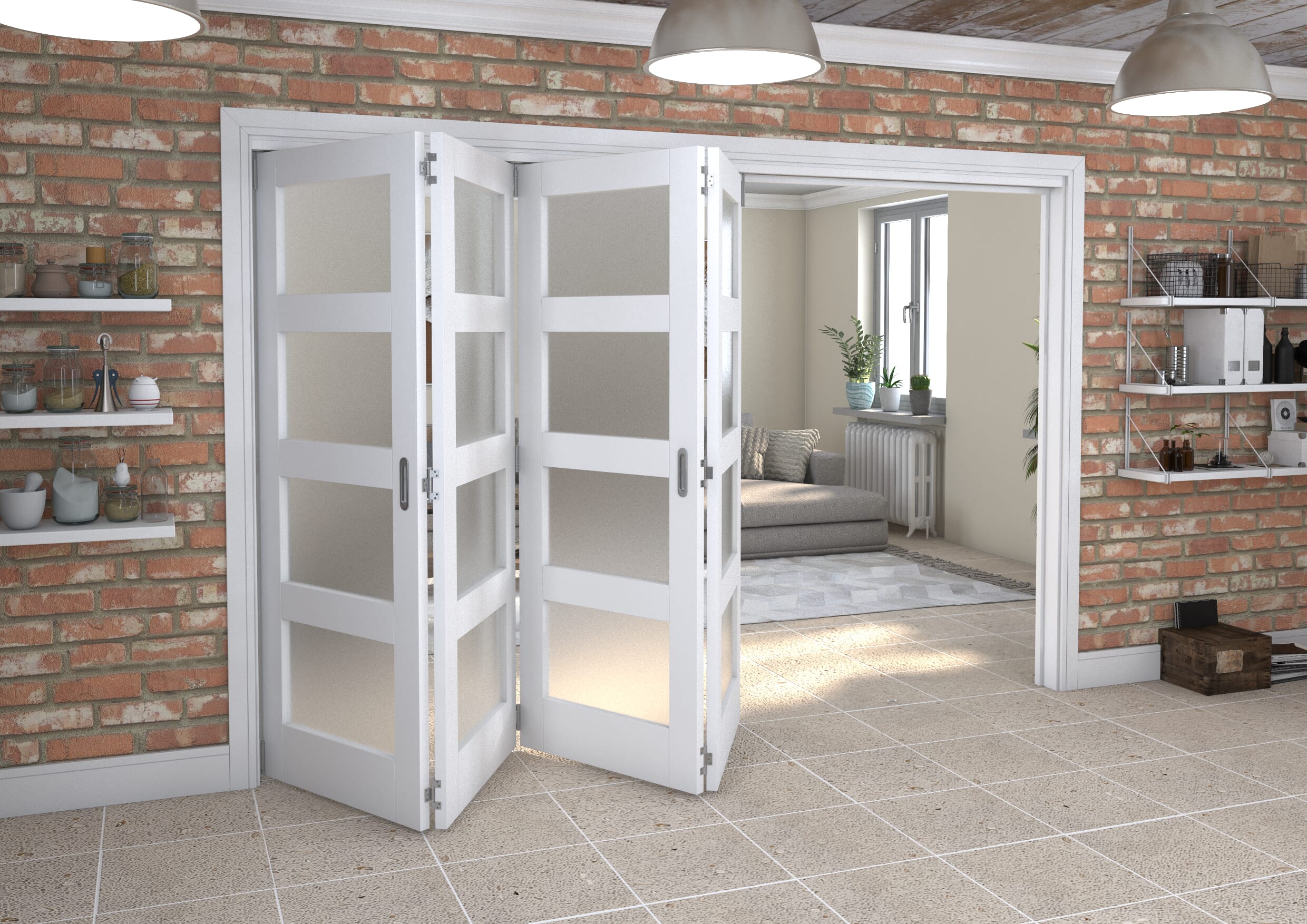 White Frosted 4L Roomfold Grande (4 + 0 x 762mm Doors)