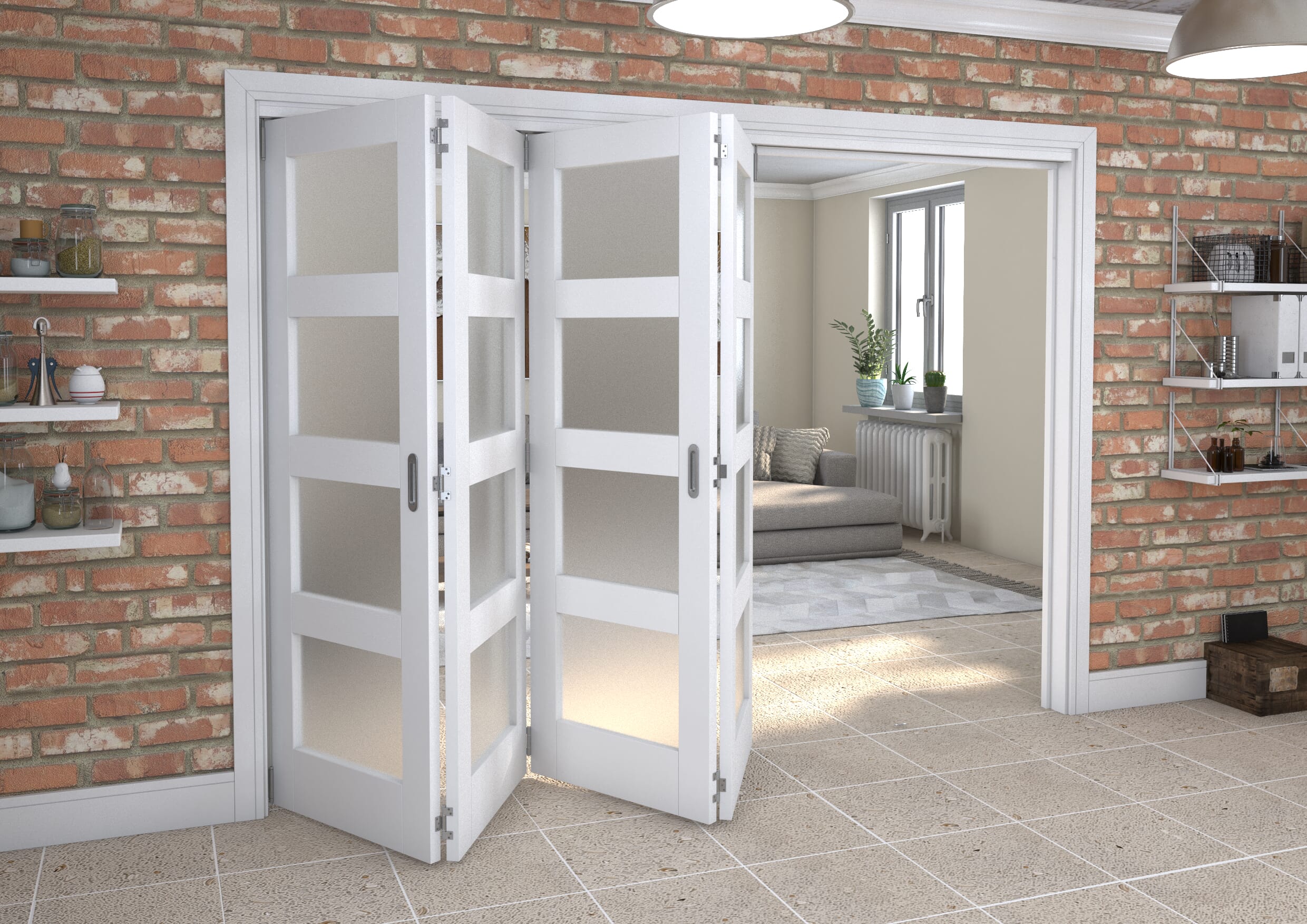 White Frosted 4L Roomfold Grande (4 + 0 x 686mm Doors)