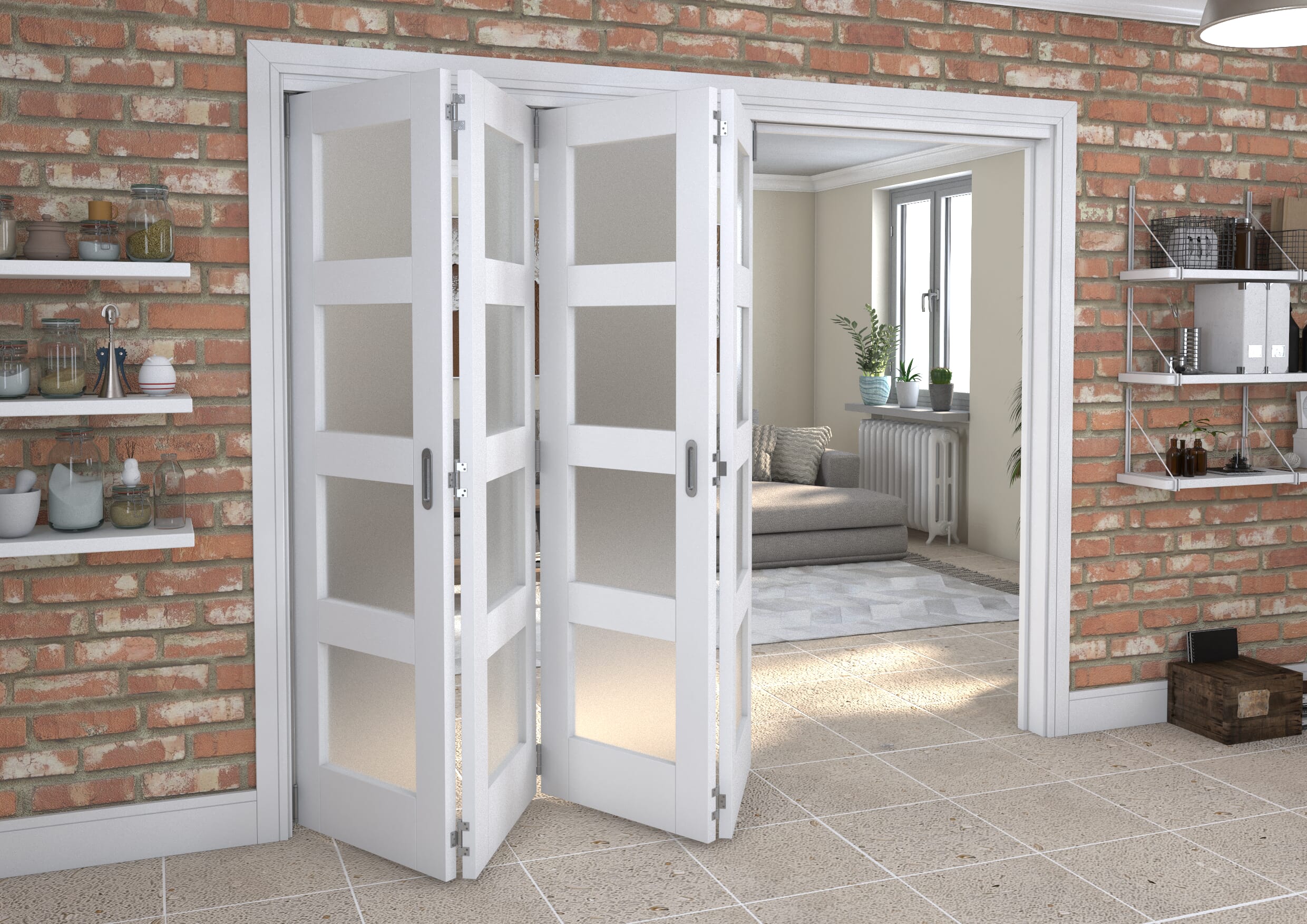 White Frosted 4L Roomfold Grande (4 + 0 x 610mm Doors)