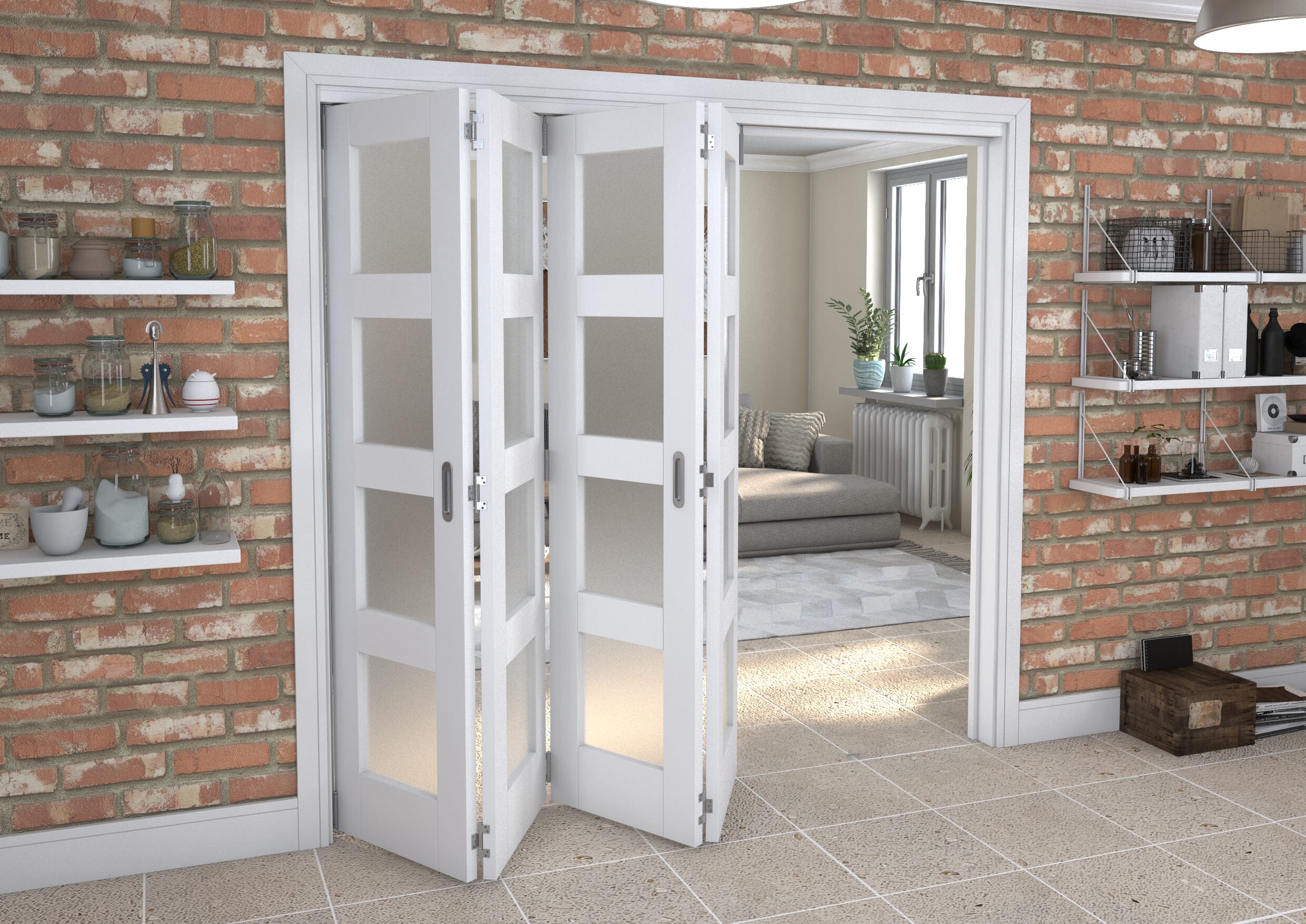 White Frosted 4L Roomfold Grande (4 + 0 x 533mm Doors)