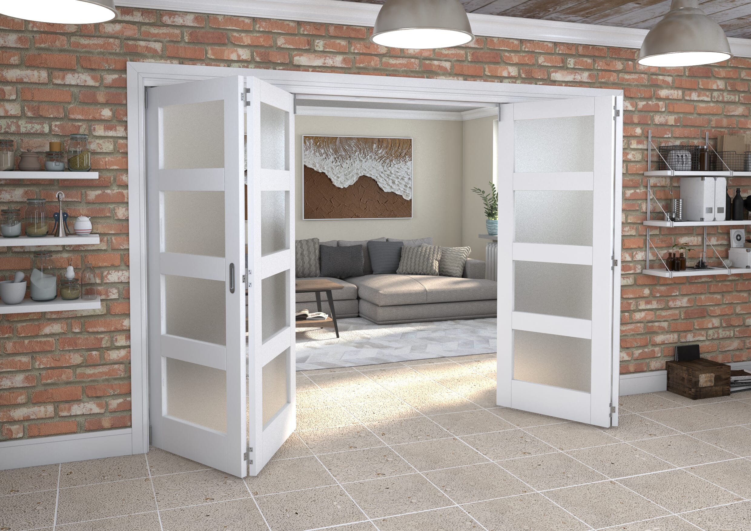 White Frosted 4L Roomfold Grande (2 + 2 x 762mm Doors)