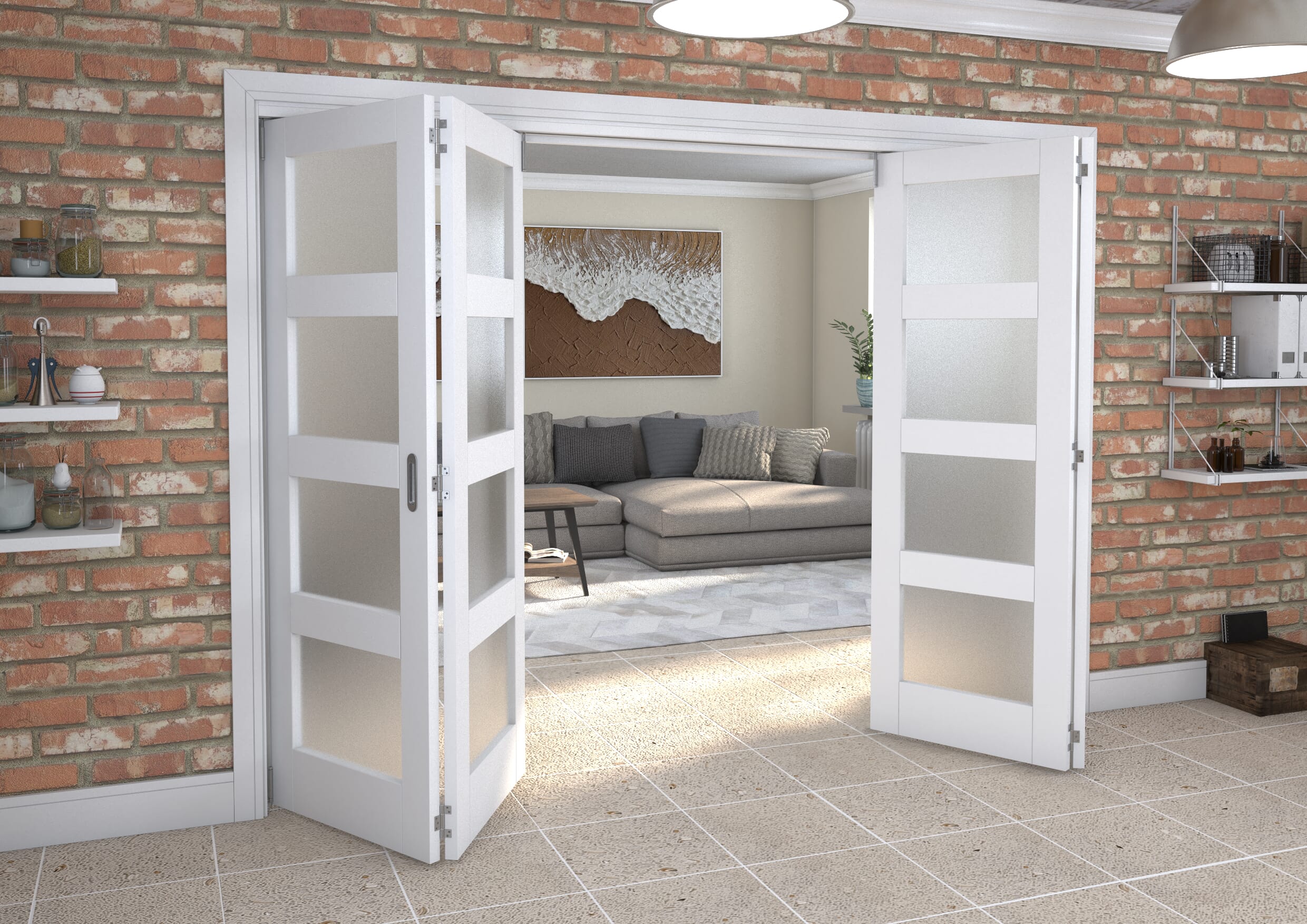 White Frosted 4L Roomfold Grande (2 + 2 x 686mm Doors)