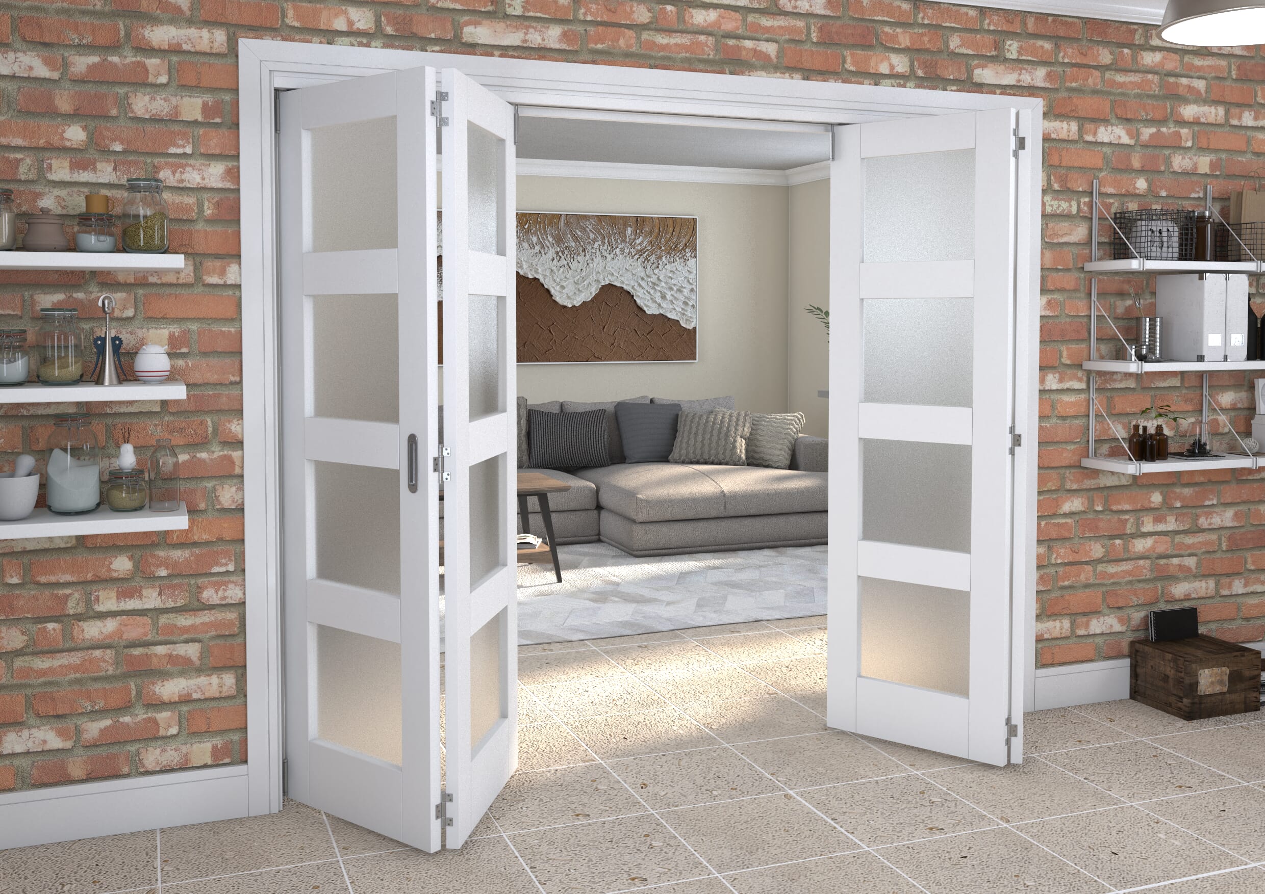 White Frosted 4L Roomfold Grande (2 + 2 x 610mm Doors)