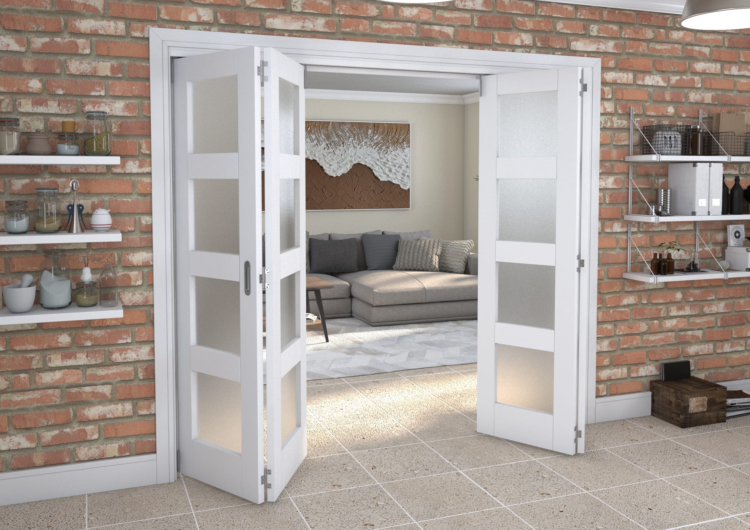 White Frosted 4L Roomfold Grande 2400mm 2 + 2 Set