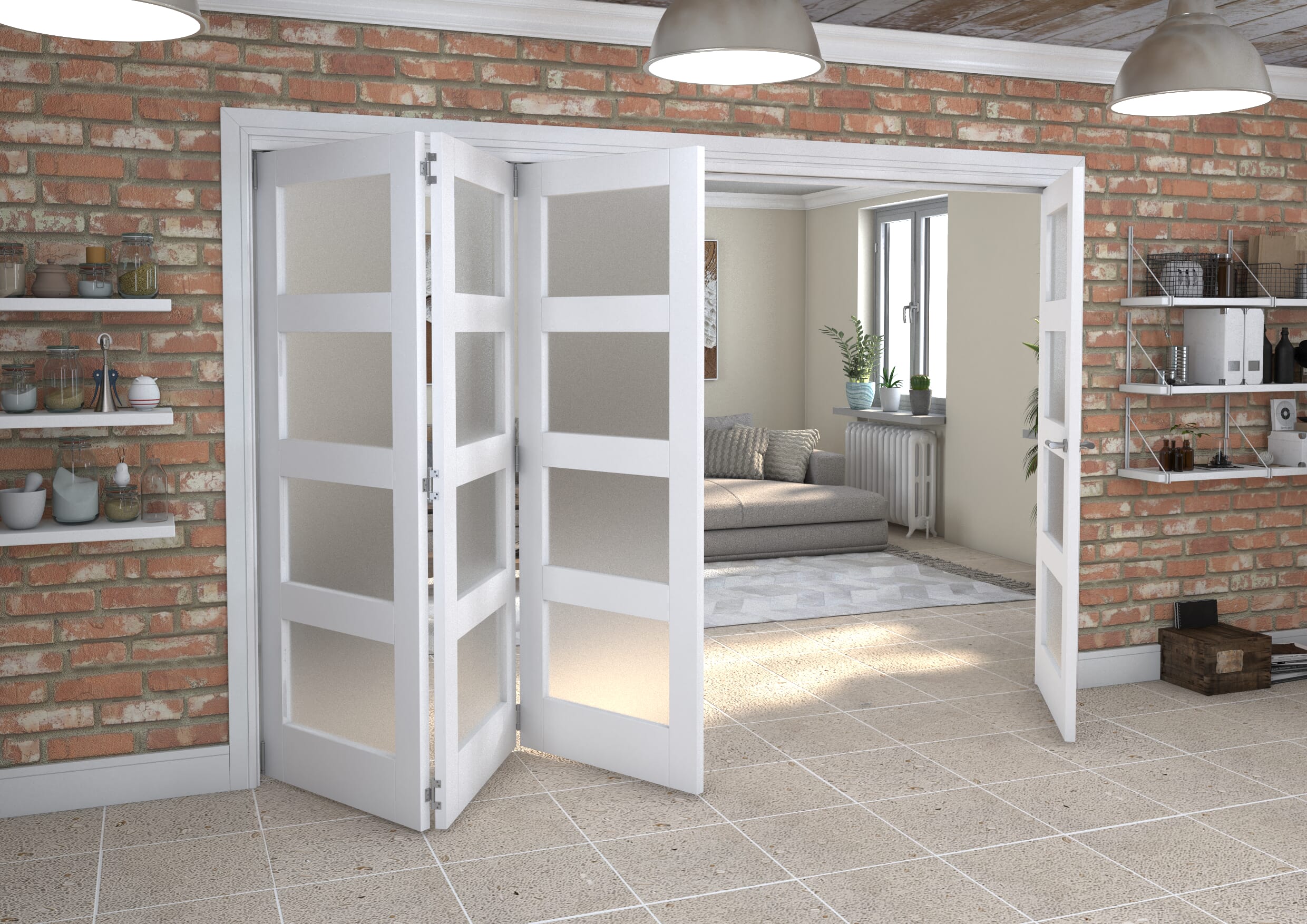 White Frosted 4L Roomfold Grande (3 + 1 x 762mm Doors)