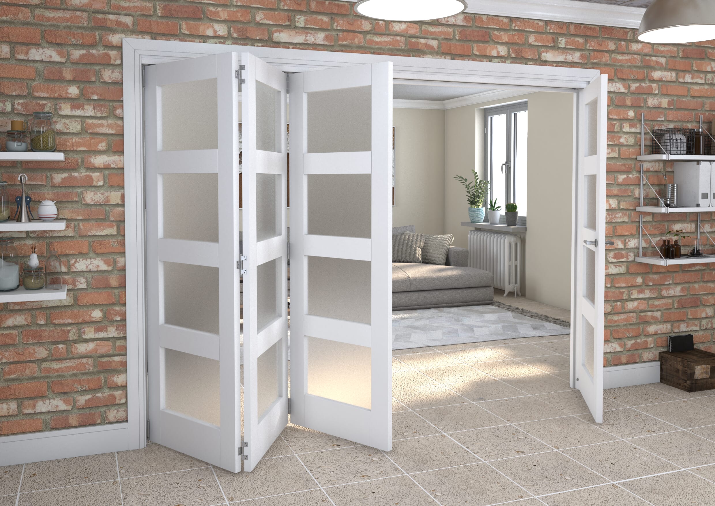 White Frosted 4L Roomfold Grande (3 + 1 x 686mm Doors)