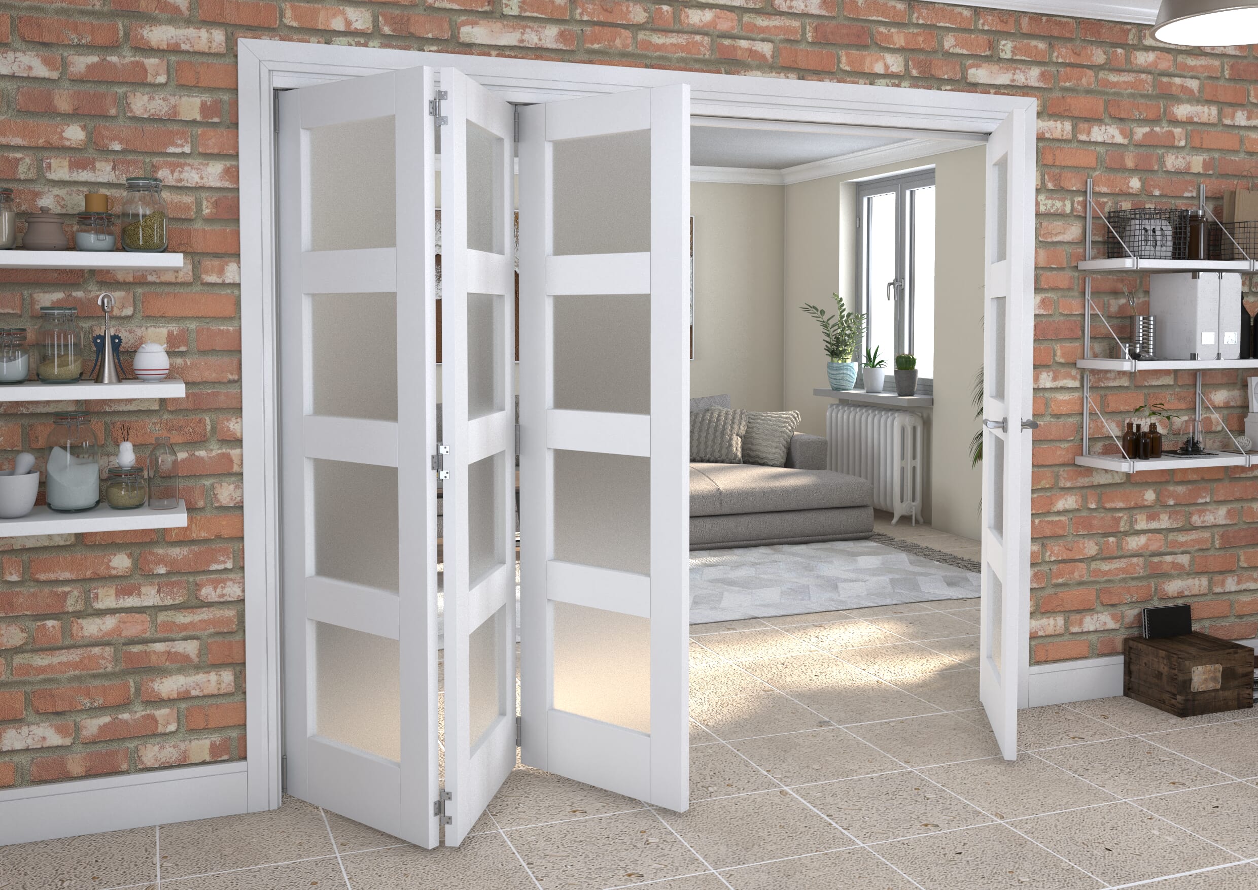 White Frosted 4L Roomfold Grande (3 + 1 x 610mm Doors)