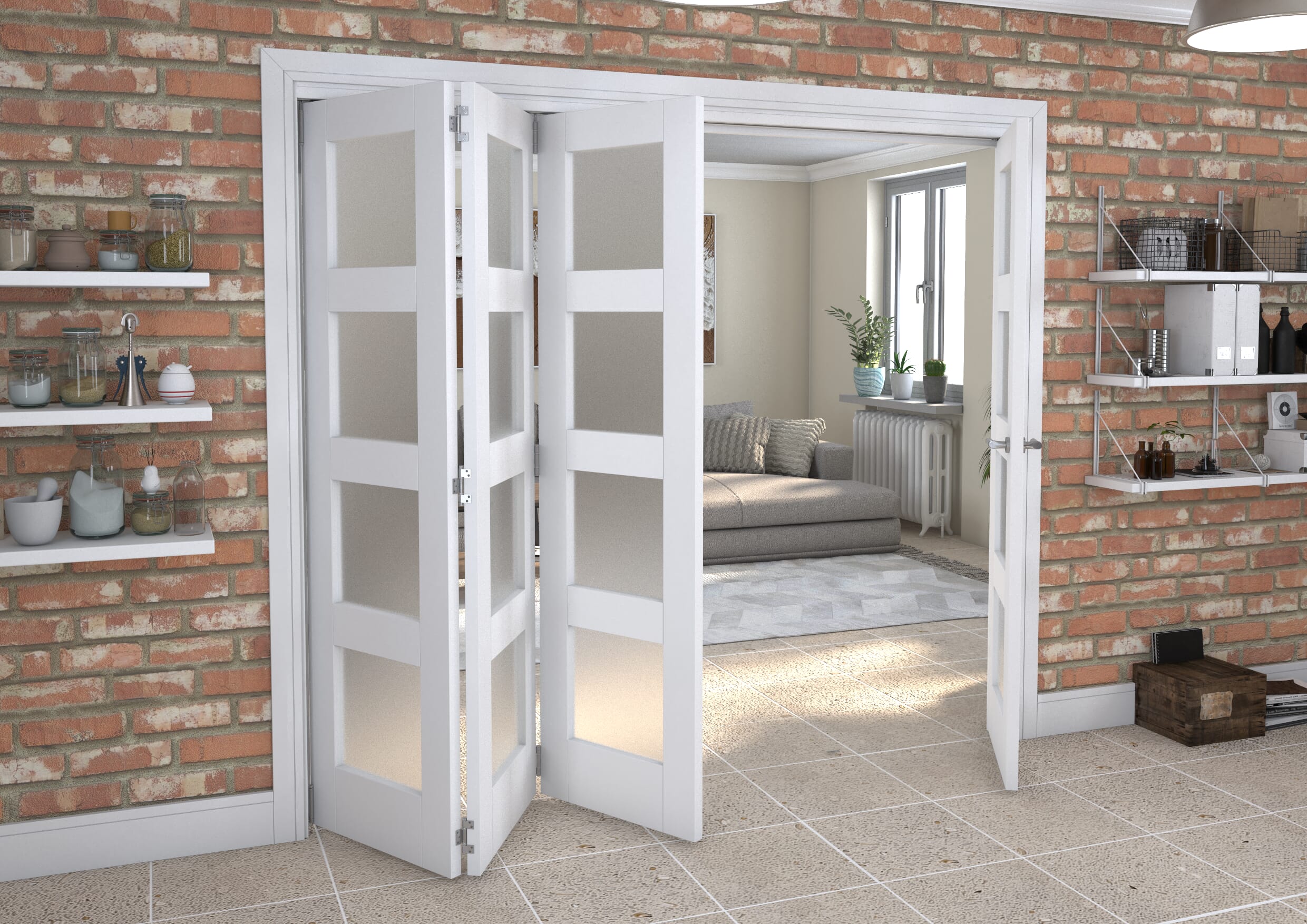 White Frosted 4L Roomfold Grande 2400mm 3 + 1 Set