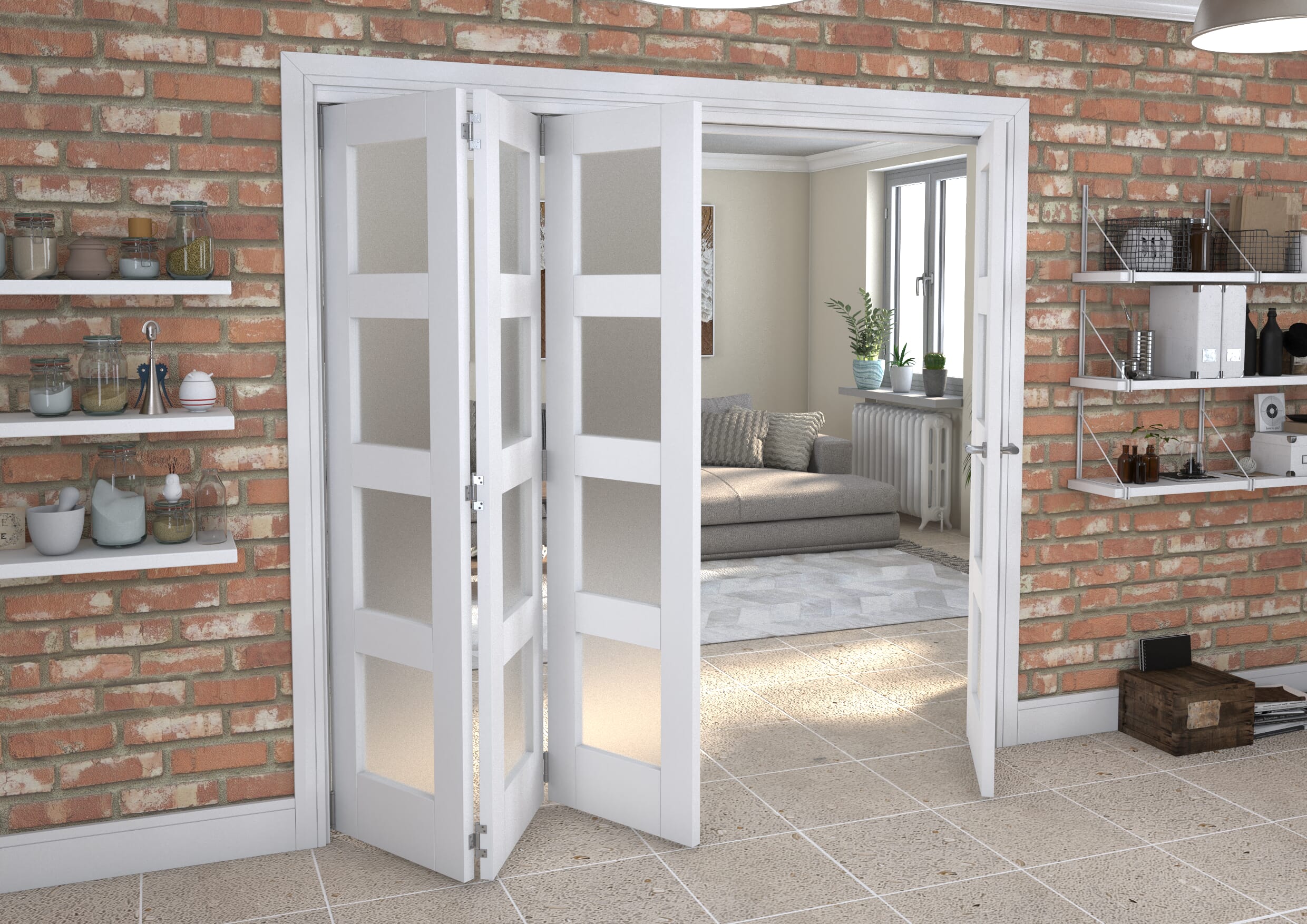 White Frosted 4L Roomfold Grande (3 + 1 x 533mm Doors)