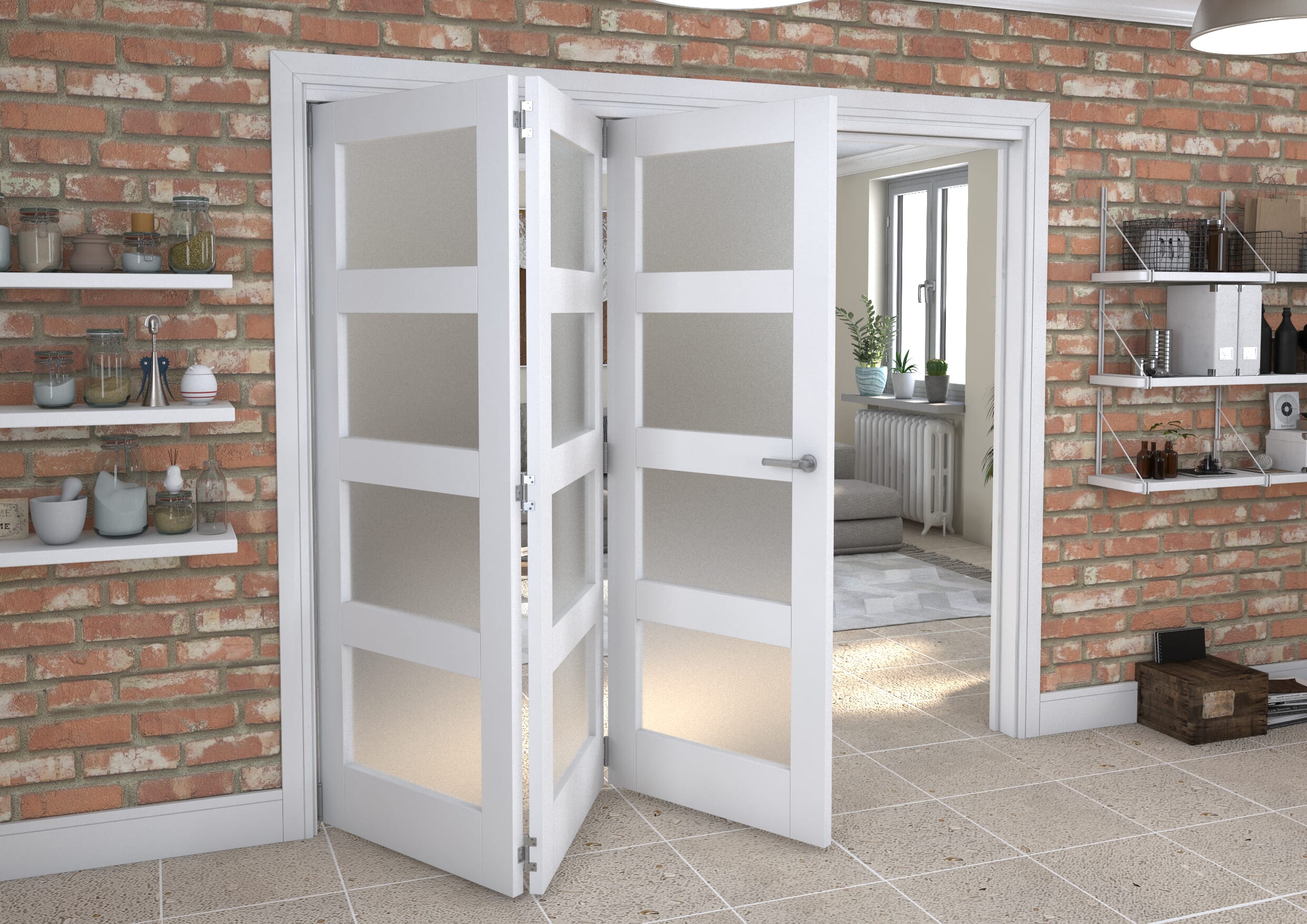 White Frosted 4L Roomfold Grande (3 + 0 x 762mm Doors)