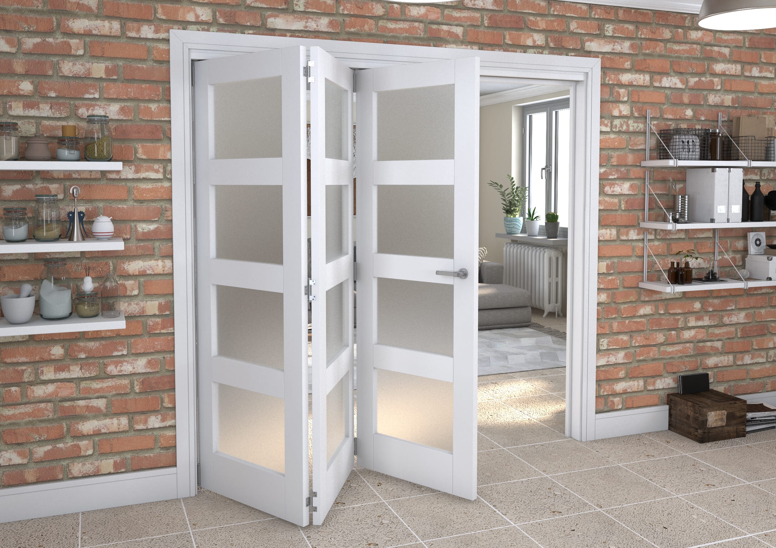 White Frosted 4L Roomfold Grande (3 + 0 x 686mm Doors)
