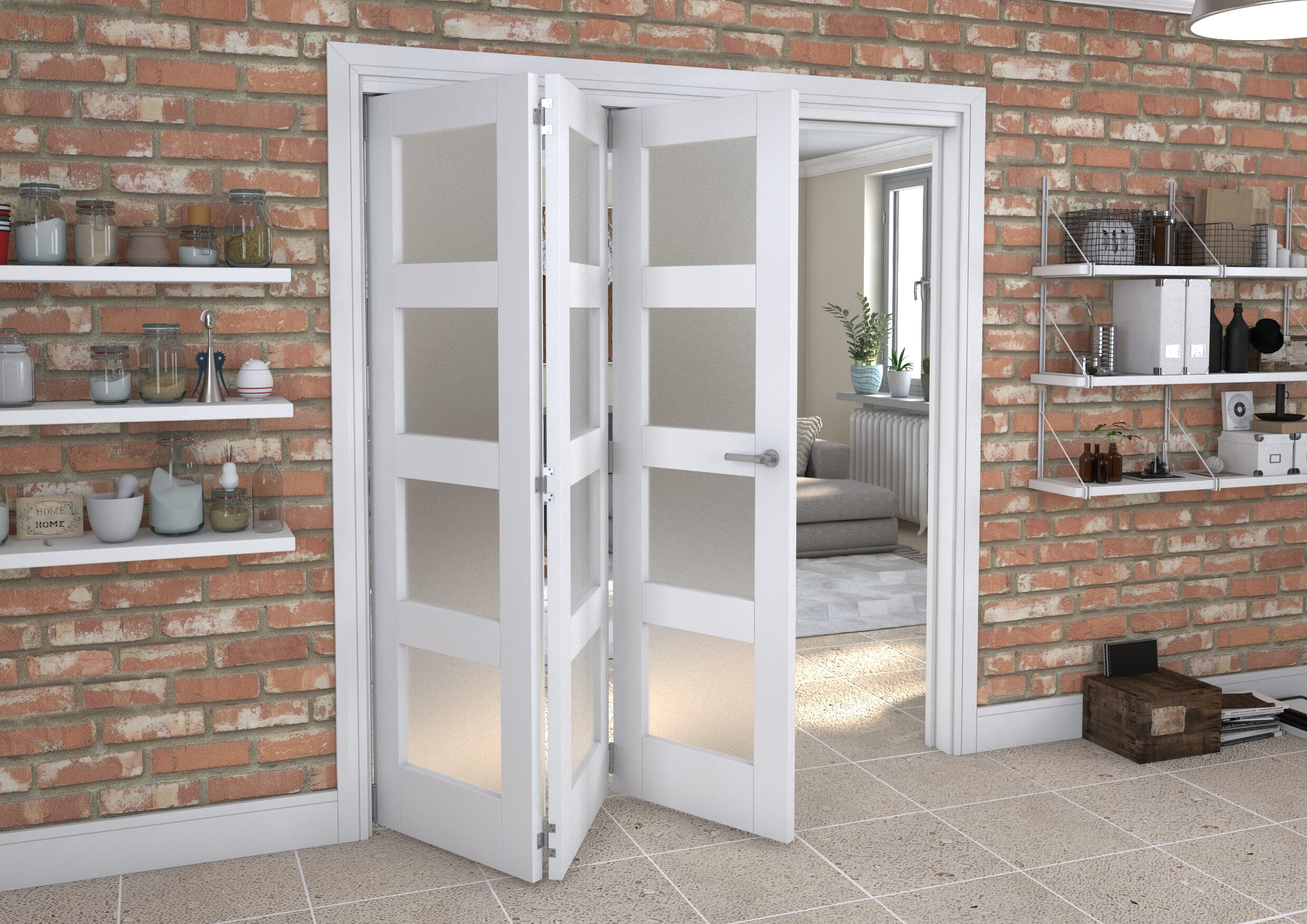 White Frosted 4L Roomfold Grande (3 + 0 x 610mm Doors)
