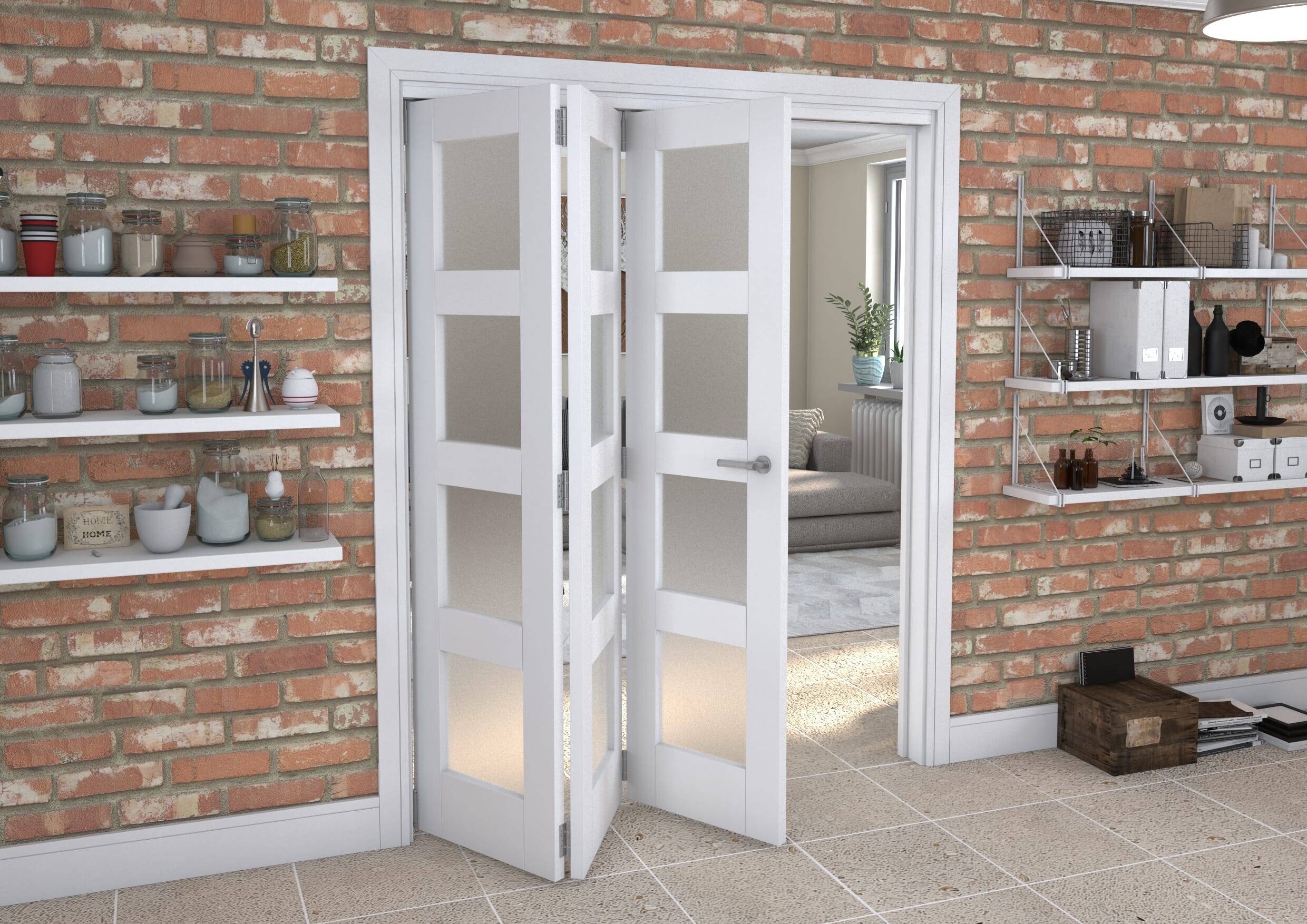 White Frosted 4L Roomfold Grande (3 + 0 x 533mm Doors)