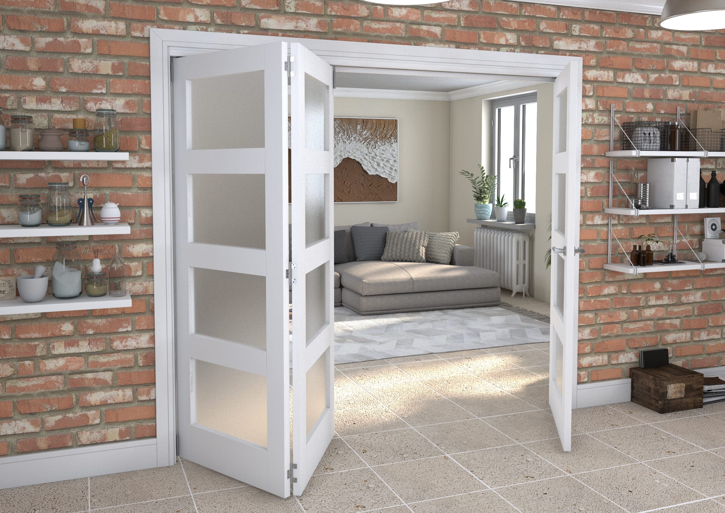 White Frosted 4L Roomfold Grande (2 + 1 x 762mm Doors)