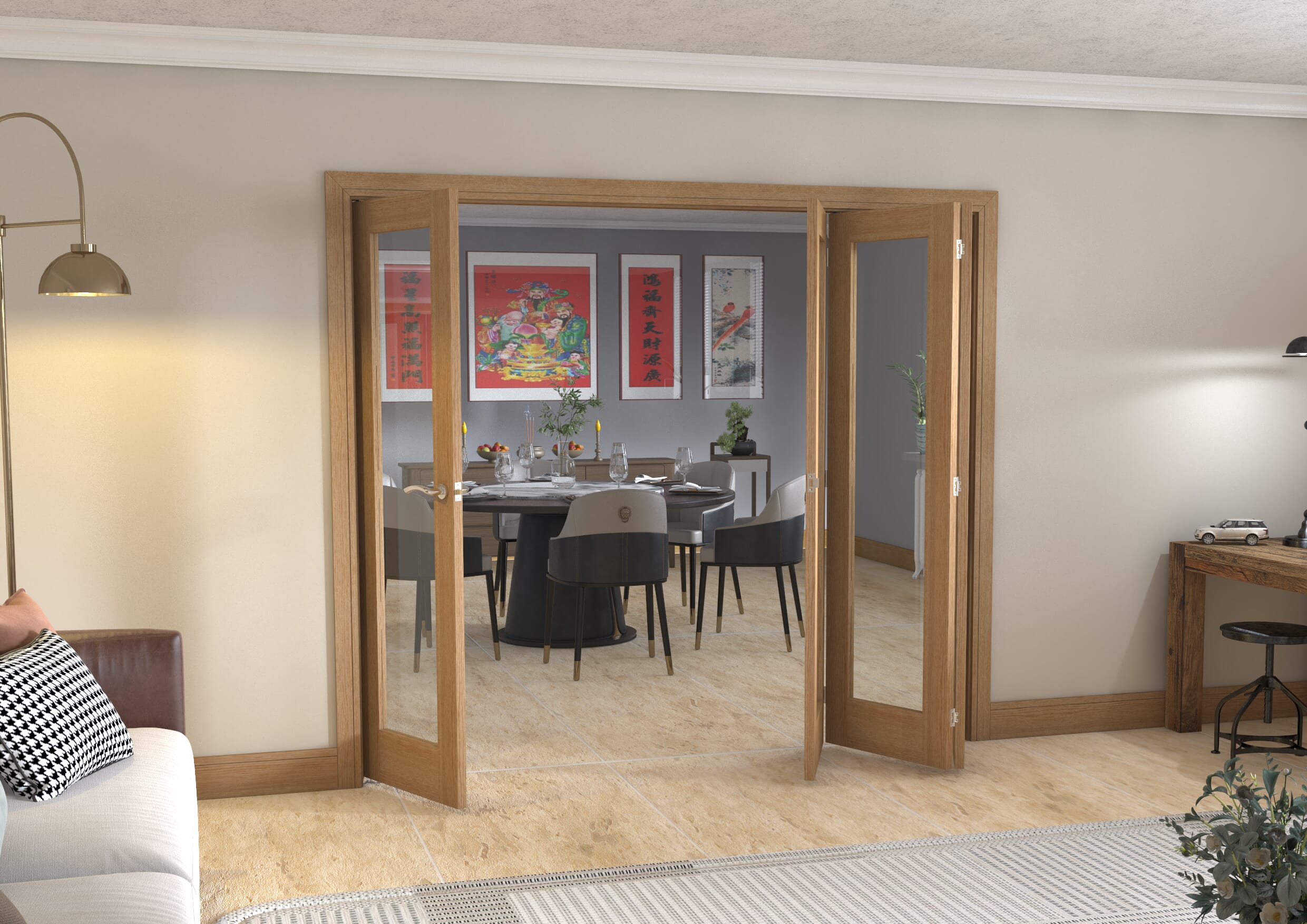 Glazed Oak - 4 Door Roomfold (4 x 573mm doors)