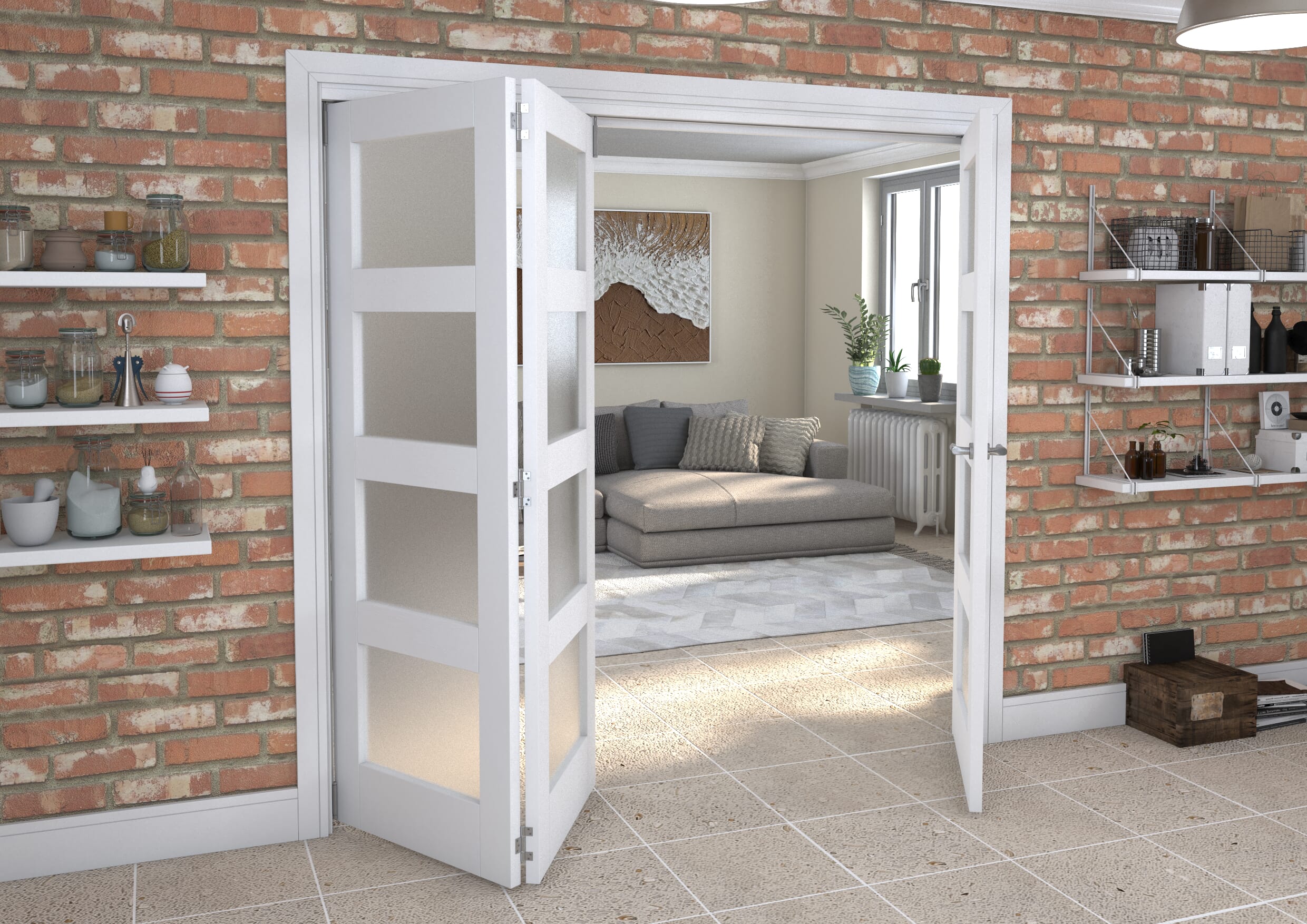 White Frosted 4L Roomfold Grande (2 + 1 x 686mm Doors)