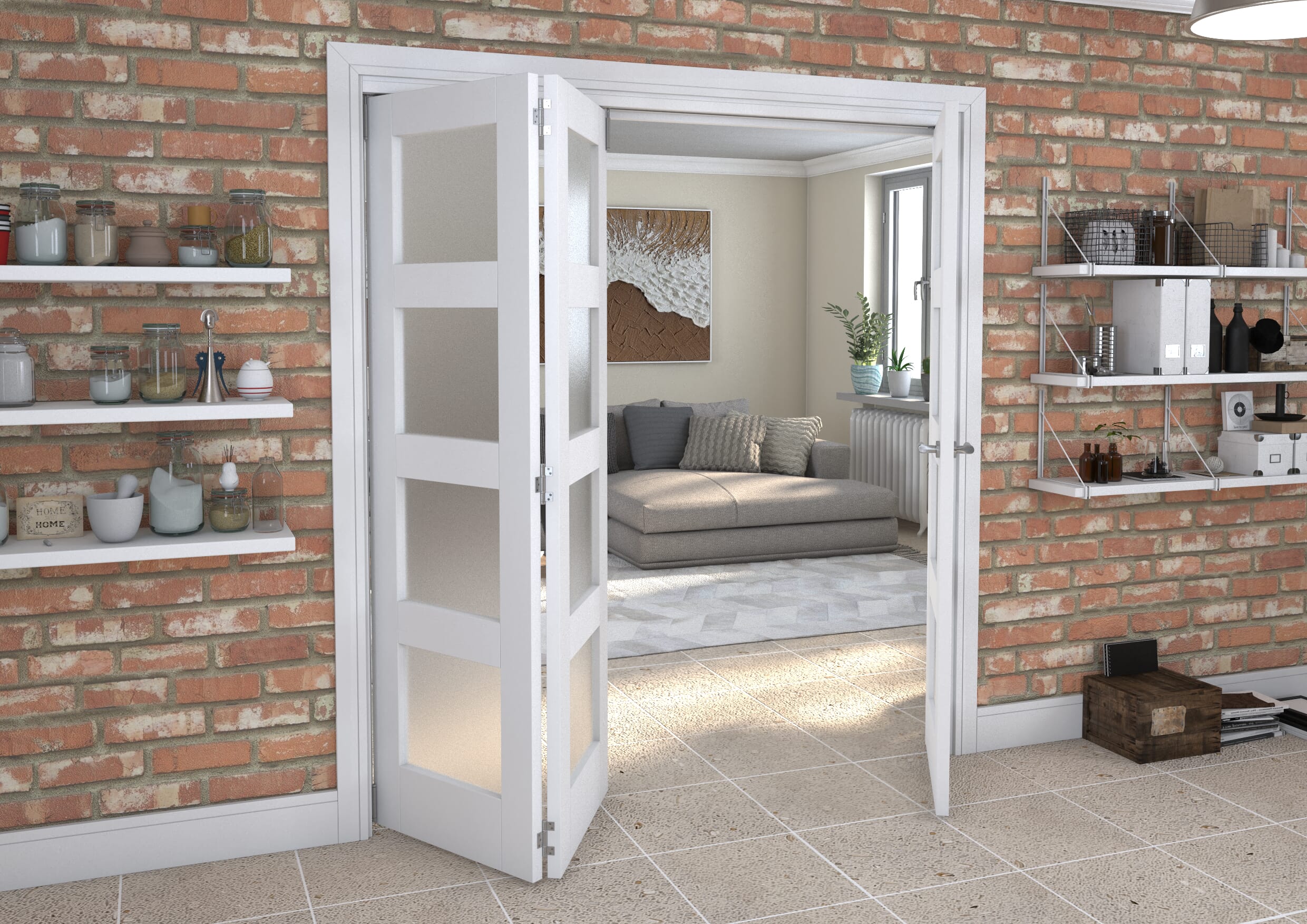 White Frosted 4L Roomfold Grande (2 + 1 x 610mm Doors)