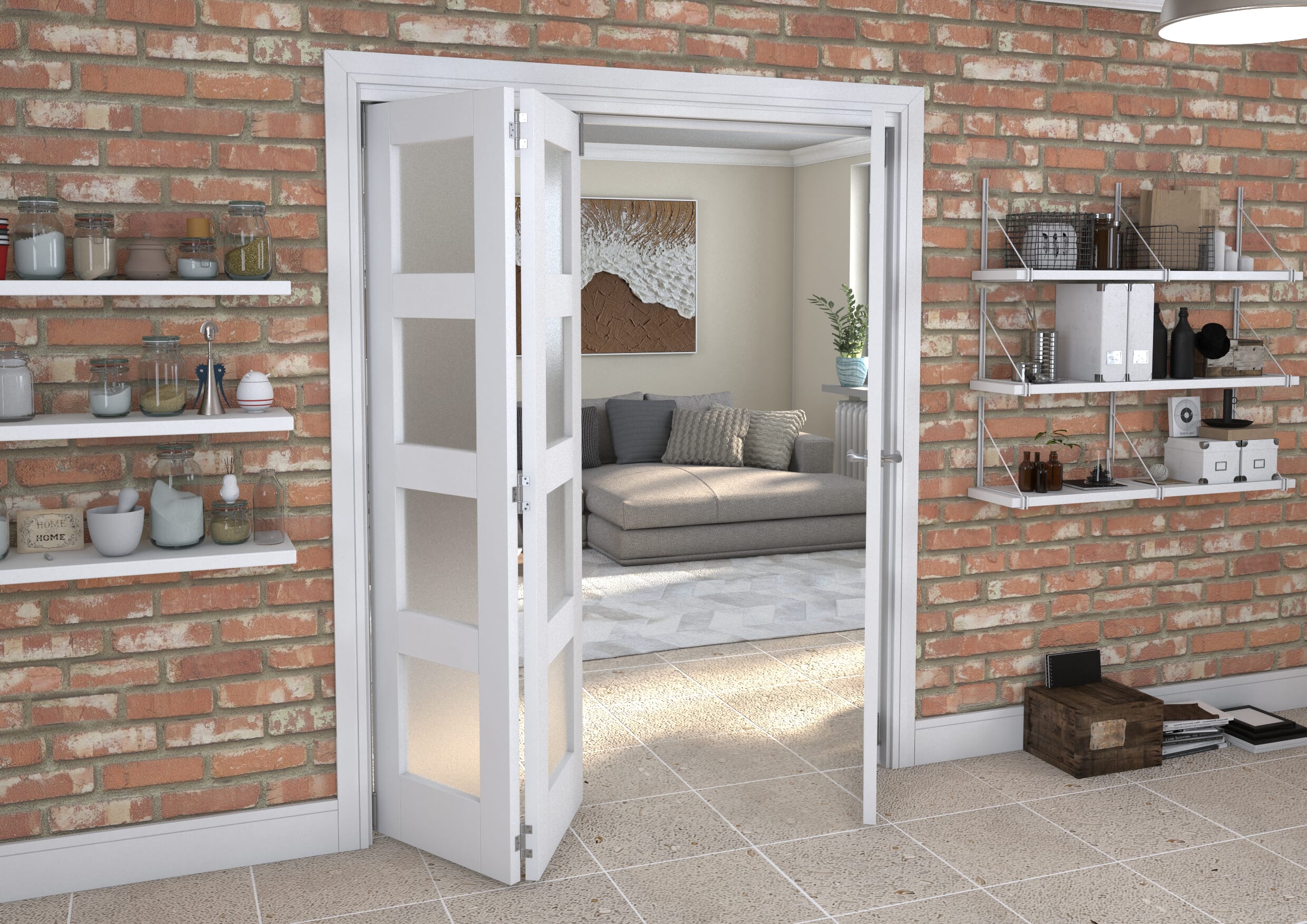1684x2060x133mm White 4L Frosted Roomfold Grande (2+1)