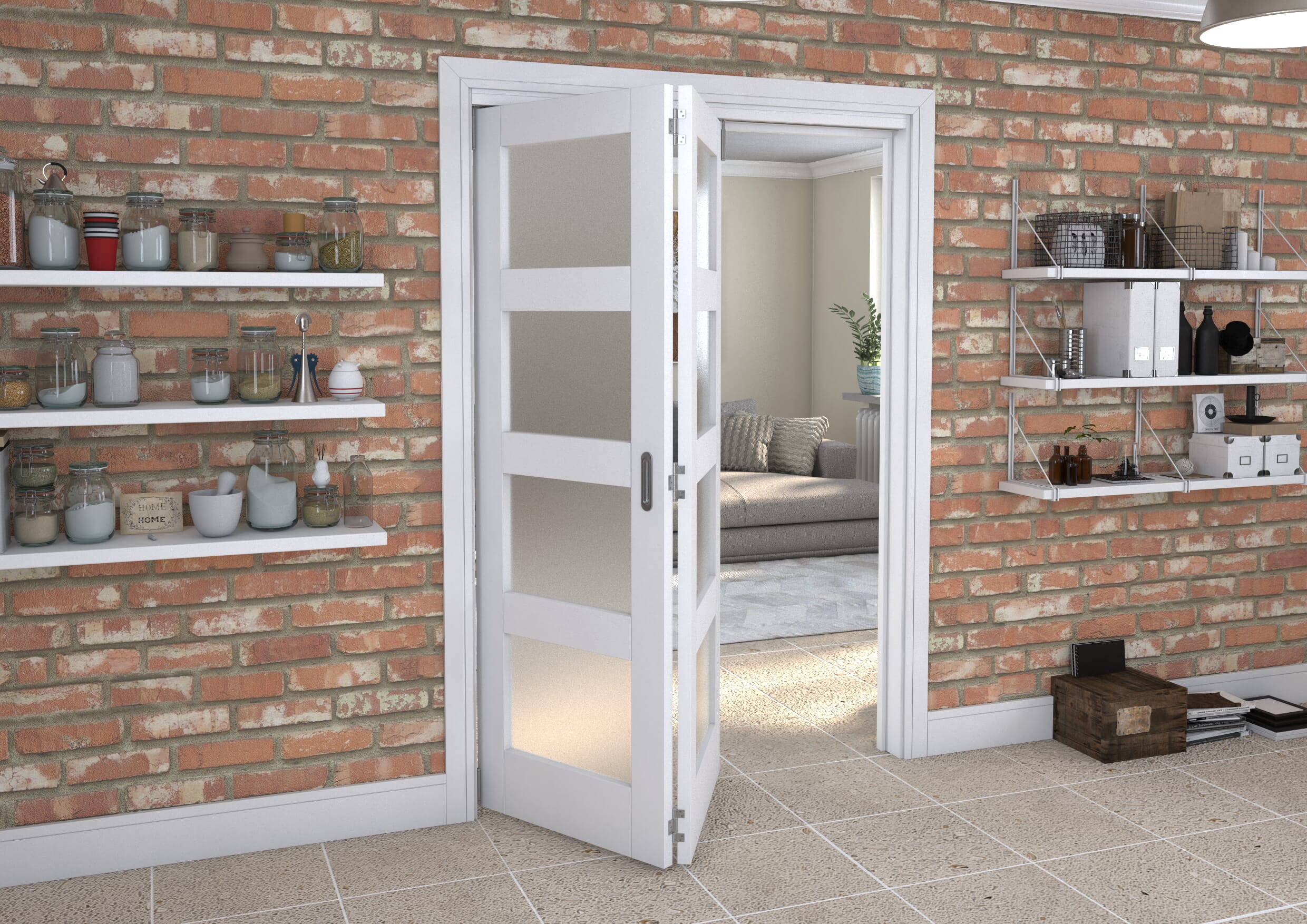 1447x2060x133mm White 4L Frosted Roomfold Grande (2+0)