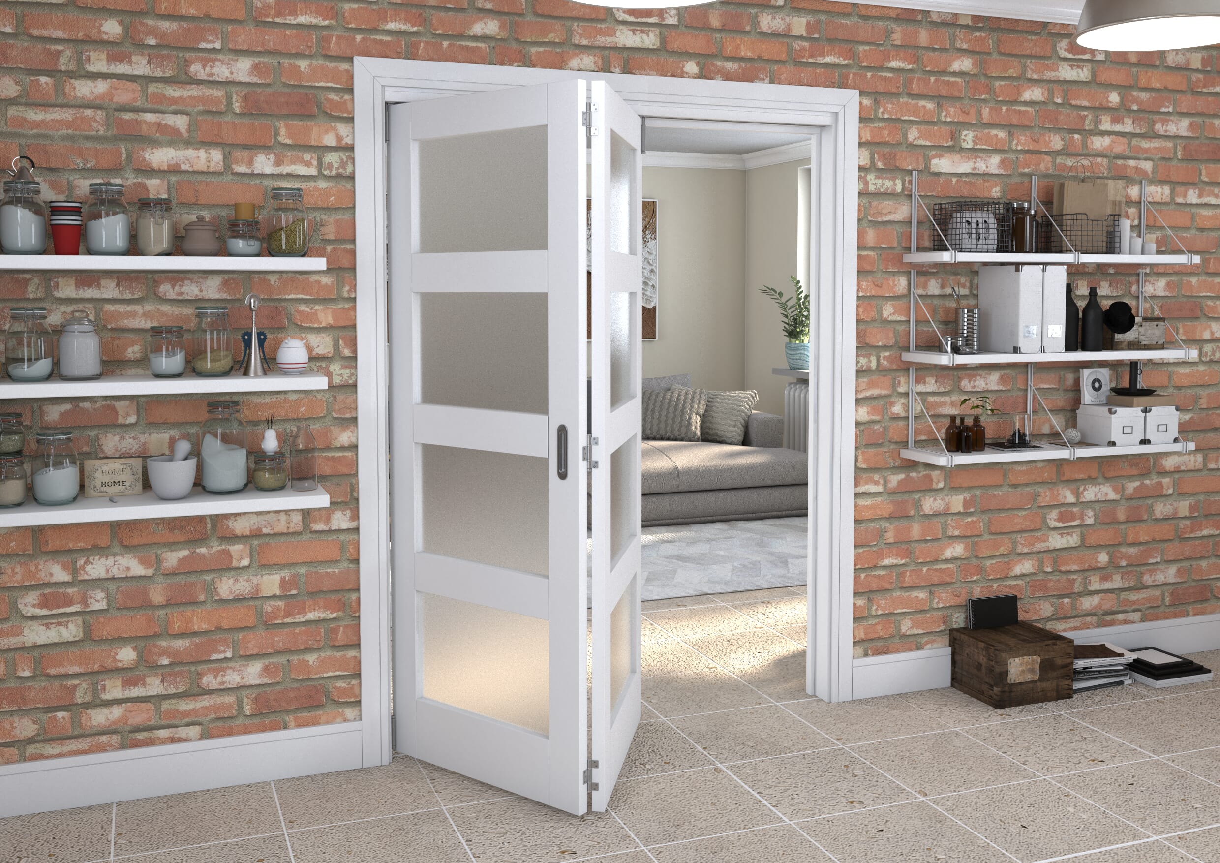 1599x2060x133mm White 4L Frosted Roomfold Grande (2+0)