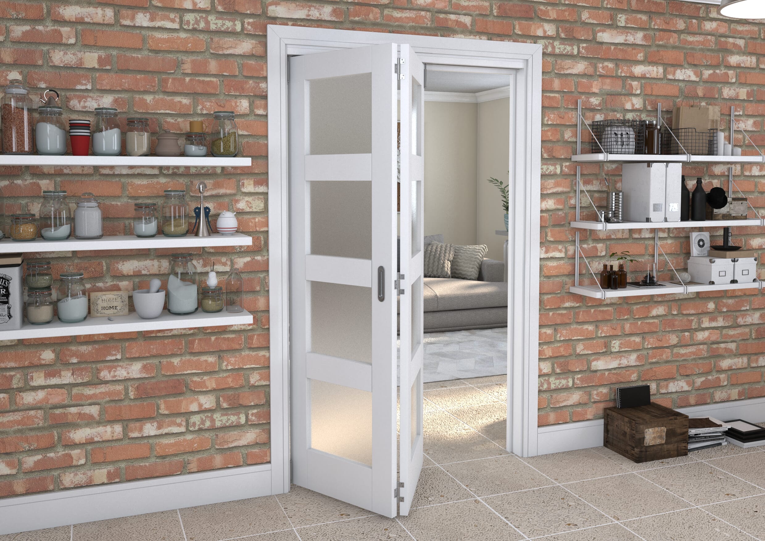 White Frosted 4L Roomfold Grande (2 + 0 x 610mm Doors)