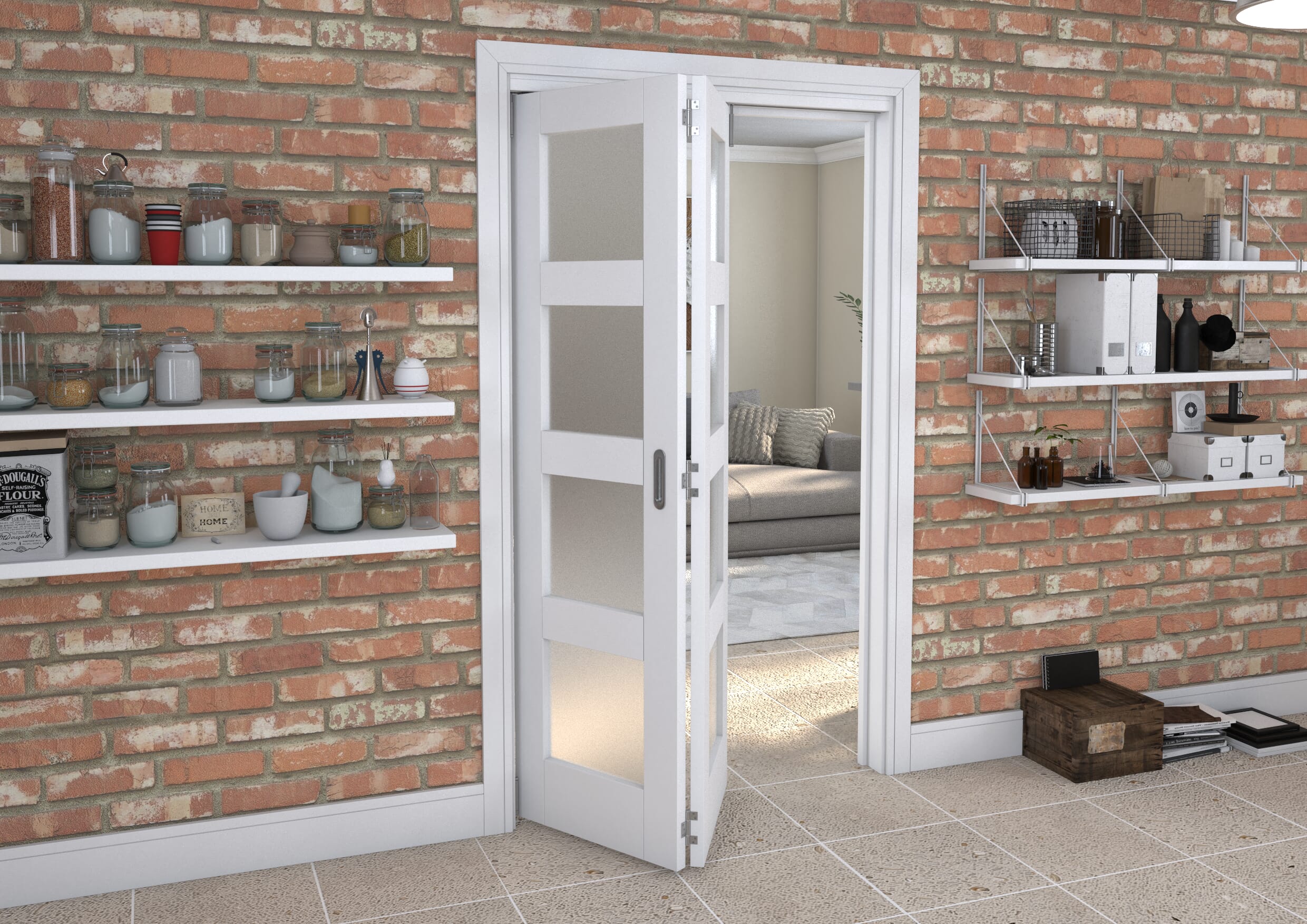 White Frosted 4L Roomfold Grande (2 + 0 x 573mm Doors)