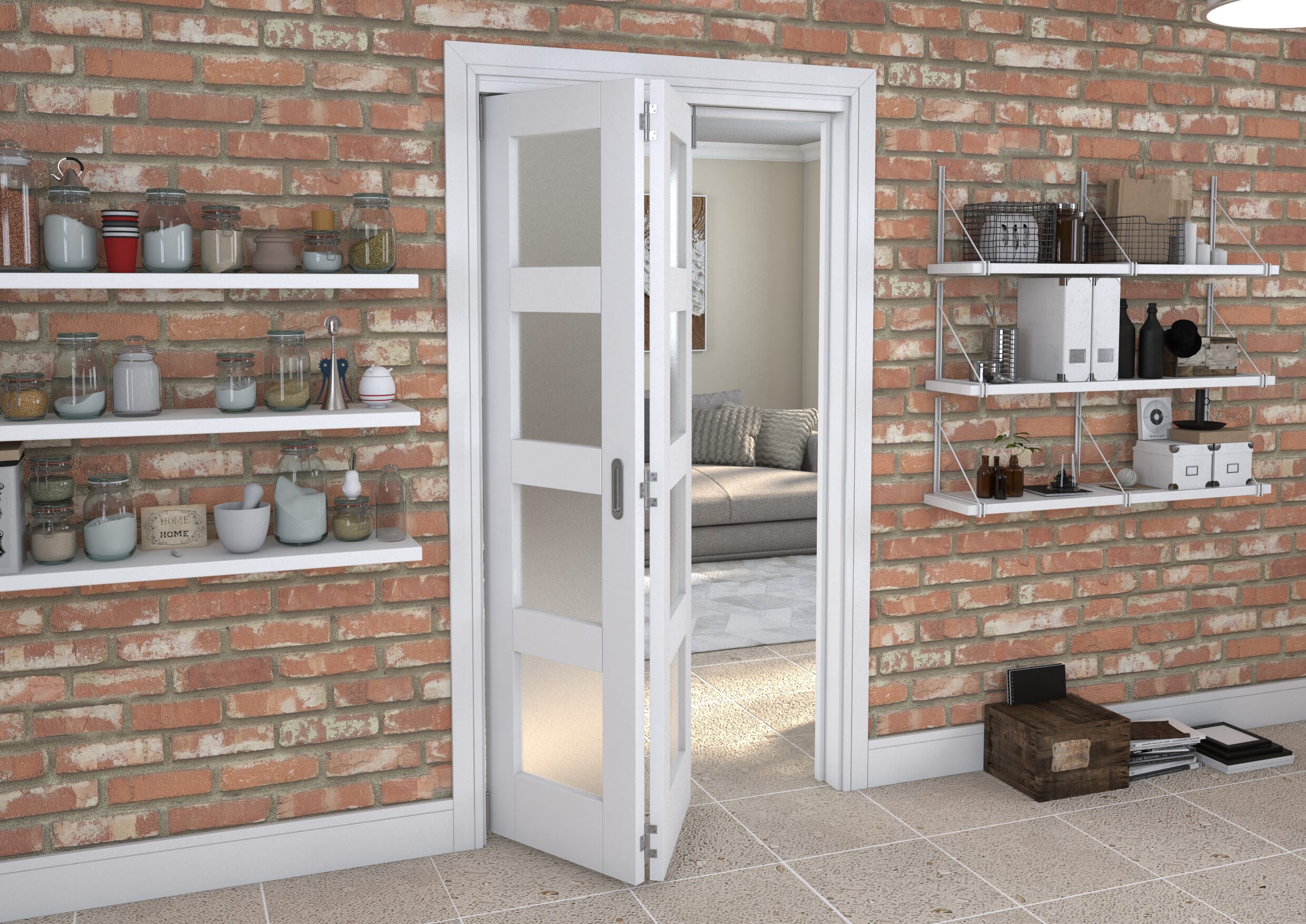 White Frosted 4L Roomfold Grande (2 + 0 x 533mm Doors)