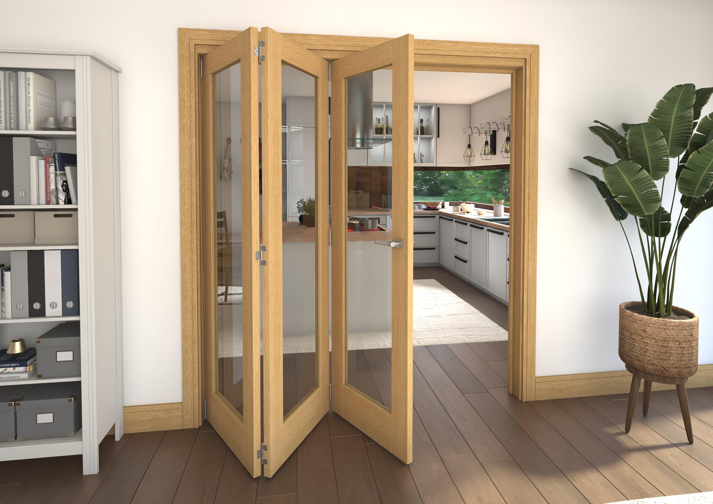 1905x2060x133mm Pref. Oak P10 Roomfold Grande (3+0)