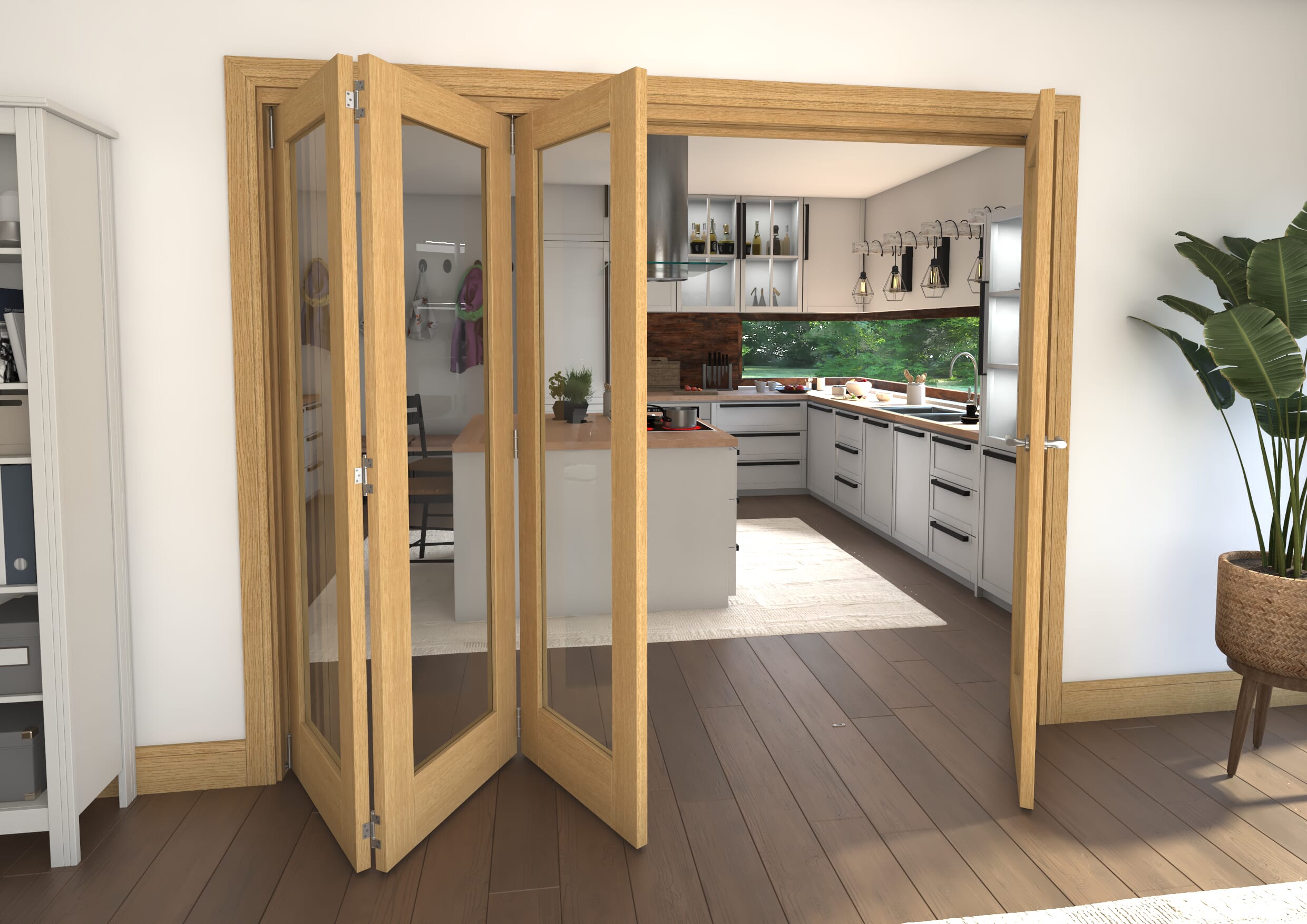 2528x2060x133mm Pref. Oak P10 Roomfold Grande (3+1)