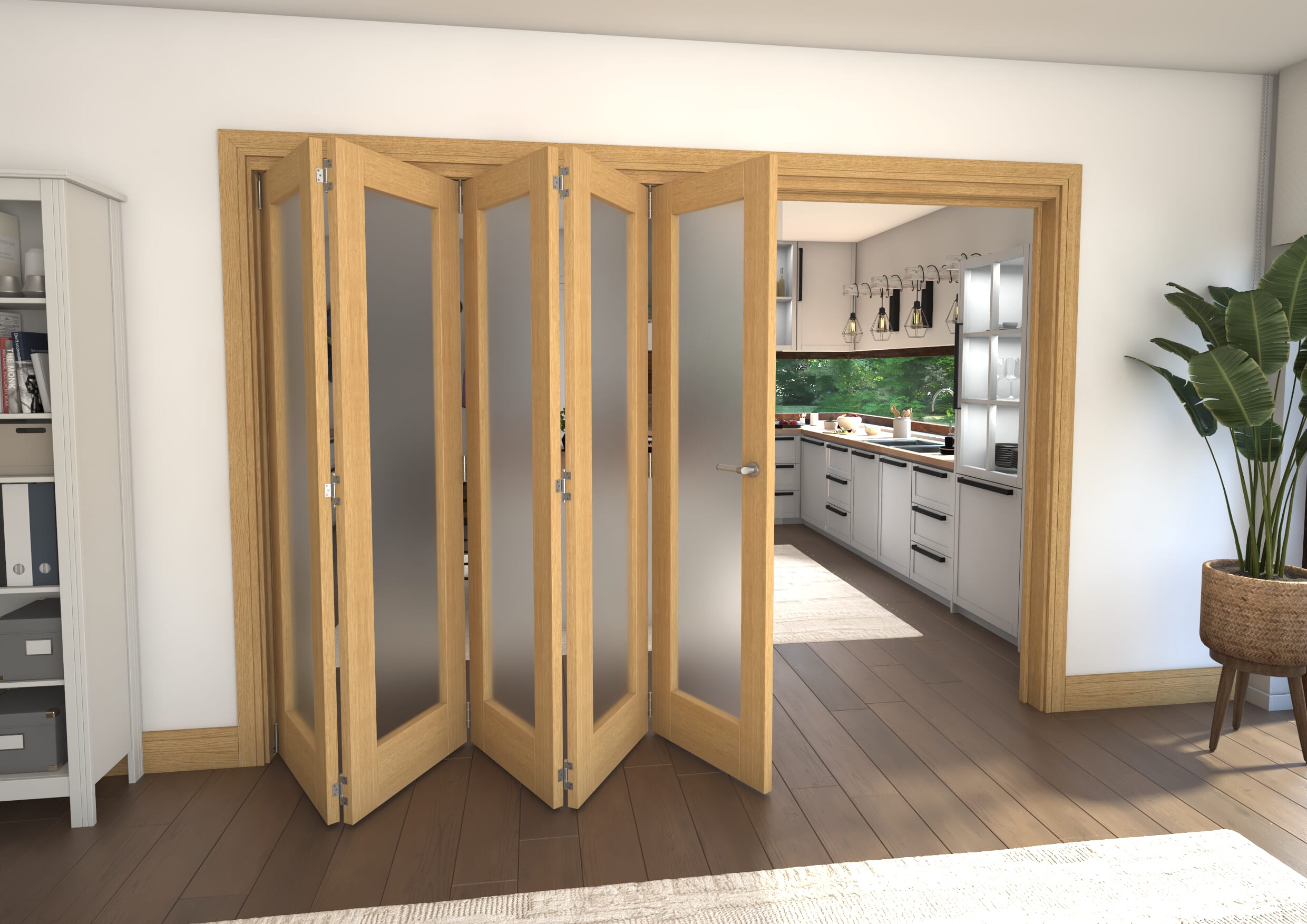 2946x2060x133mm Pref. Oak P10 Frosted Roomfold Grande (5+0)