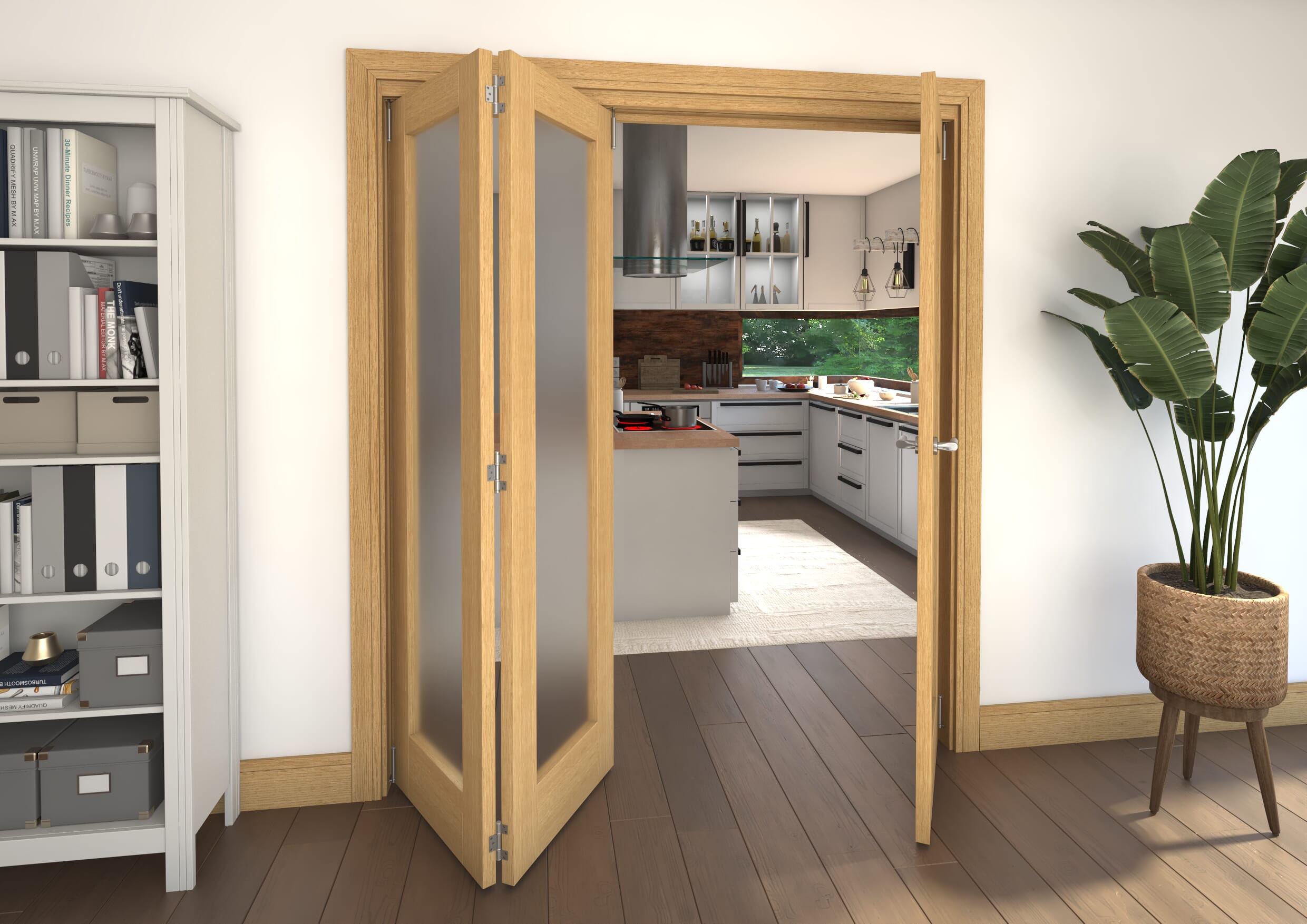 Frosted Glazed Oak Prefinished Roomfold Grande 1800mm2 + 1 Set
