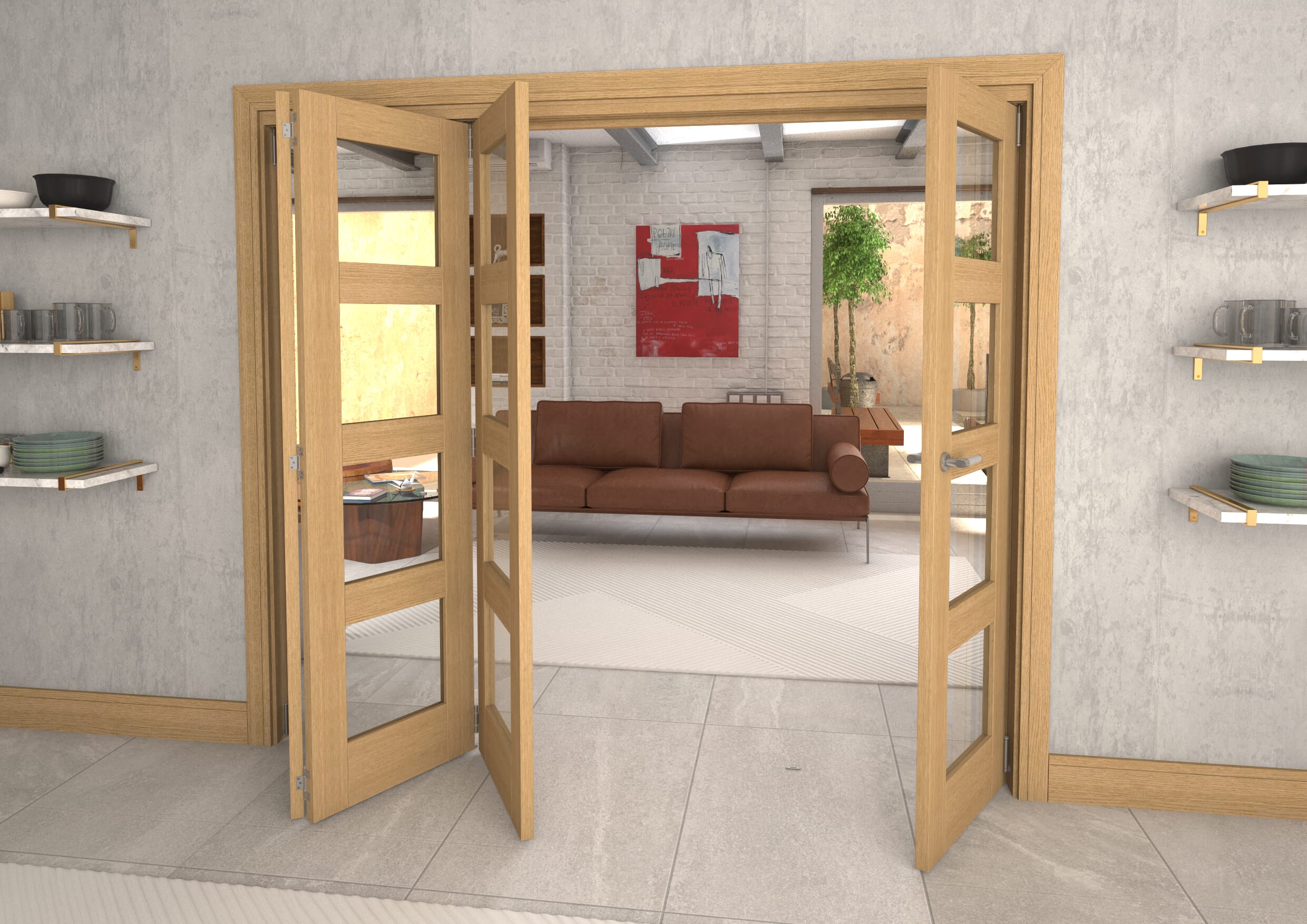 2380x2060x133mm Pref. Oak 4L Roomfold Grande (3+1)
