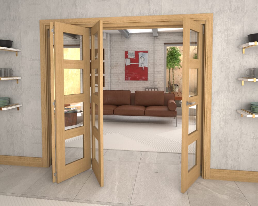 2220x2060x133mm Pref. Oak 4L Roomfold Grande (3+1)