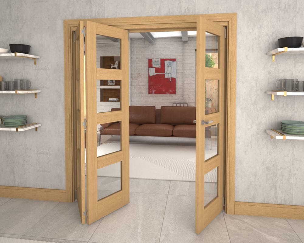 Glazed Oak Prefinished 4L Roomfold Grande 1800mm 2 + 1 Set