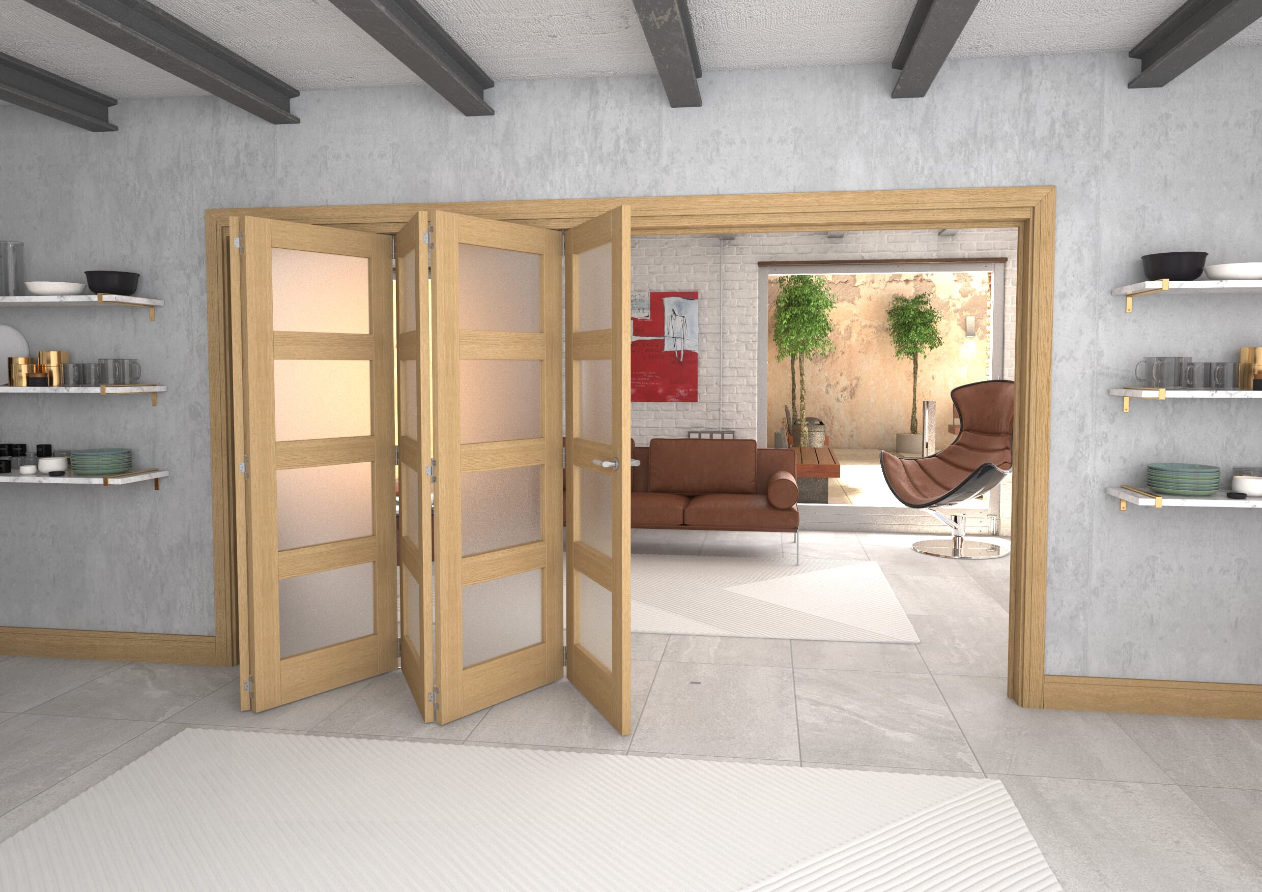 3511x2060x133mm Pref. Oak 4L Frosted Roomfold Grande (5+0)