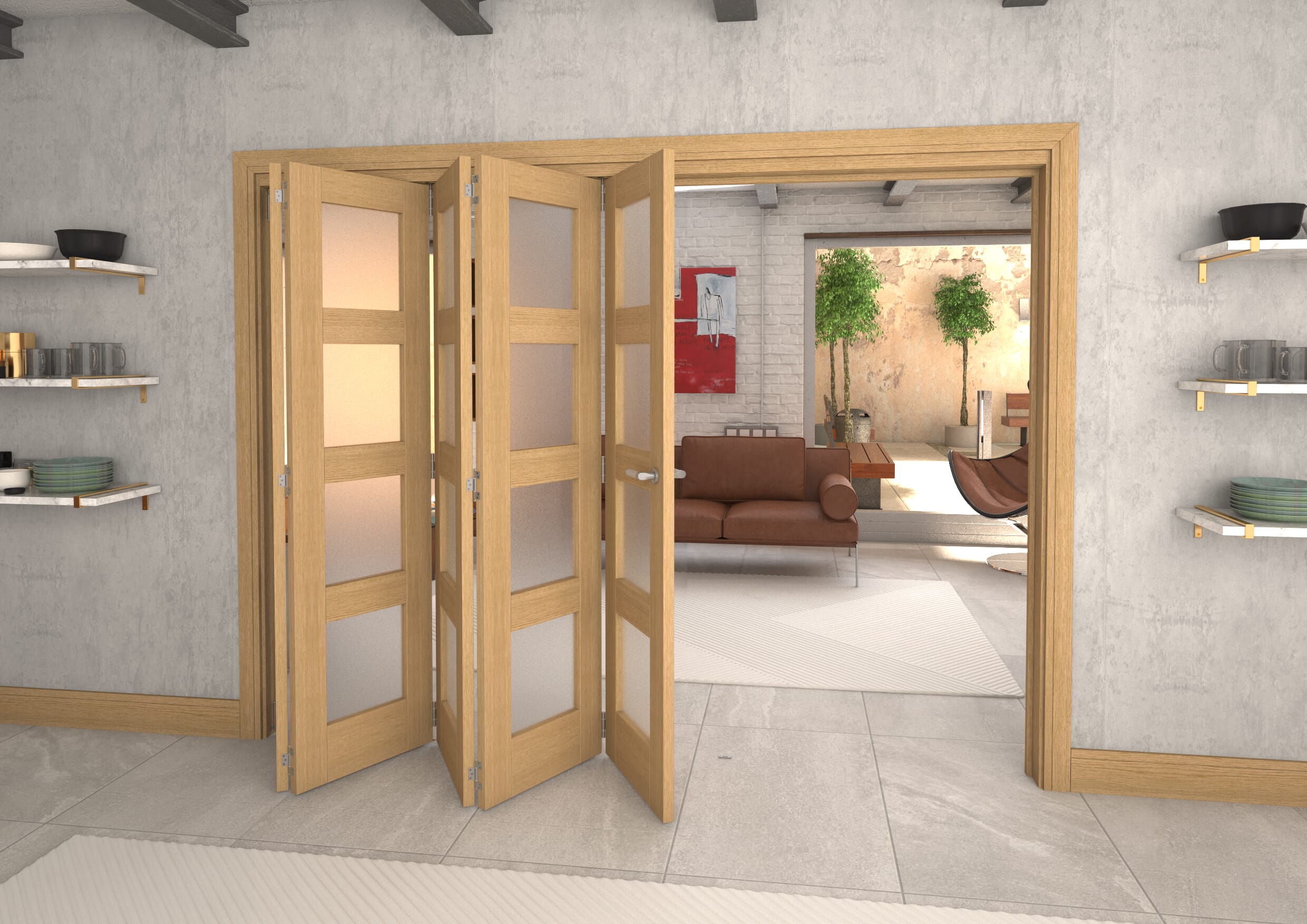 2746x2060x133mm Pref. Oak 4L Frosted Roomfold Grande (5+0)