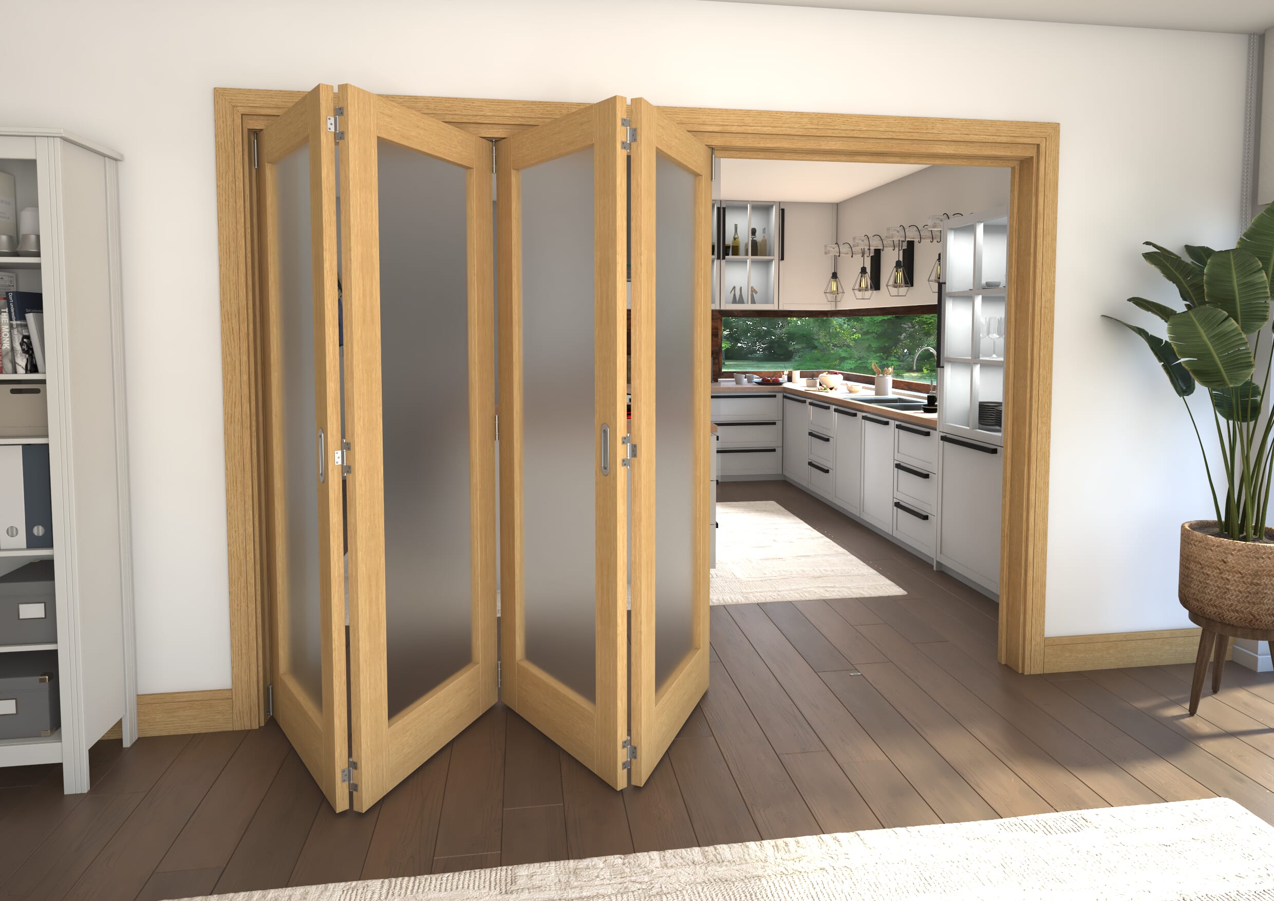 2825x2060x133mm Oak P10 Frosted Roomfold Grande (4+0)