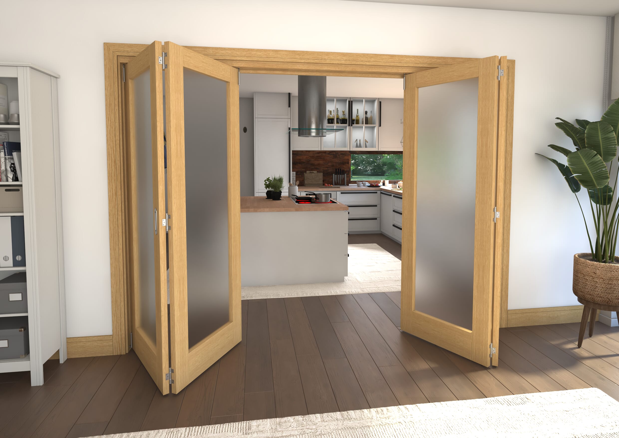 2832x2060x133mm Oak P10 Frosted Roomfold Grande (2+2)