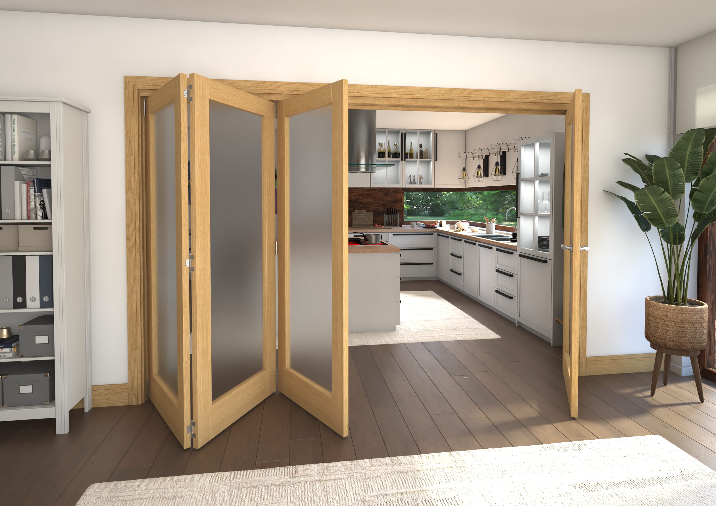 3136x2060x133mm Oak P10 Frosted Roomfold Grande (3+1)