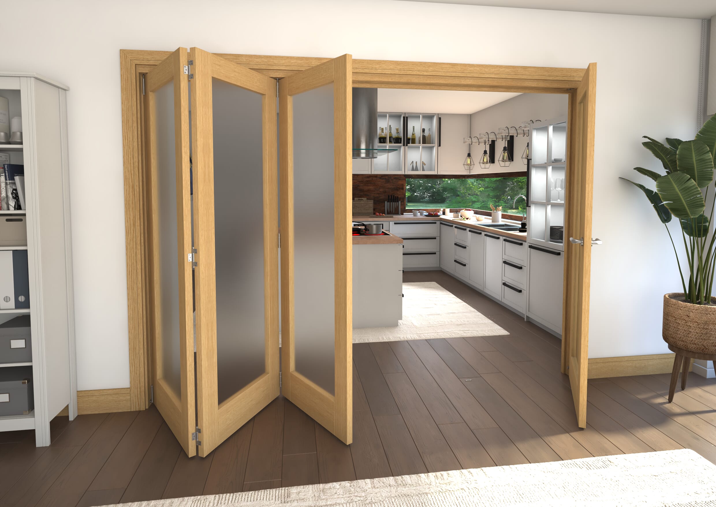 2832x2060x133mm Oak P10 Frosted Roomfold Grande (3+1)