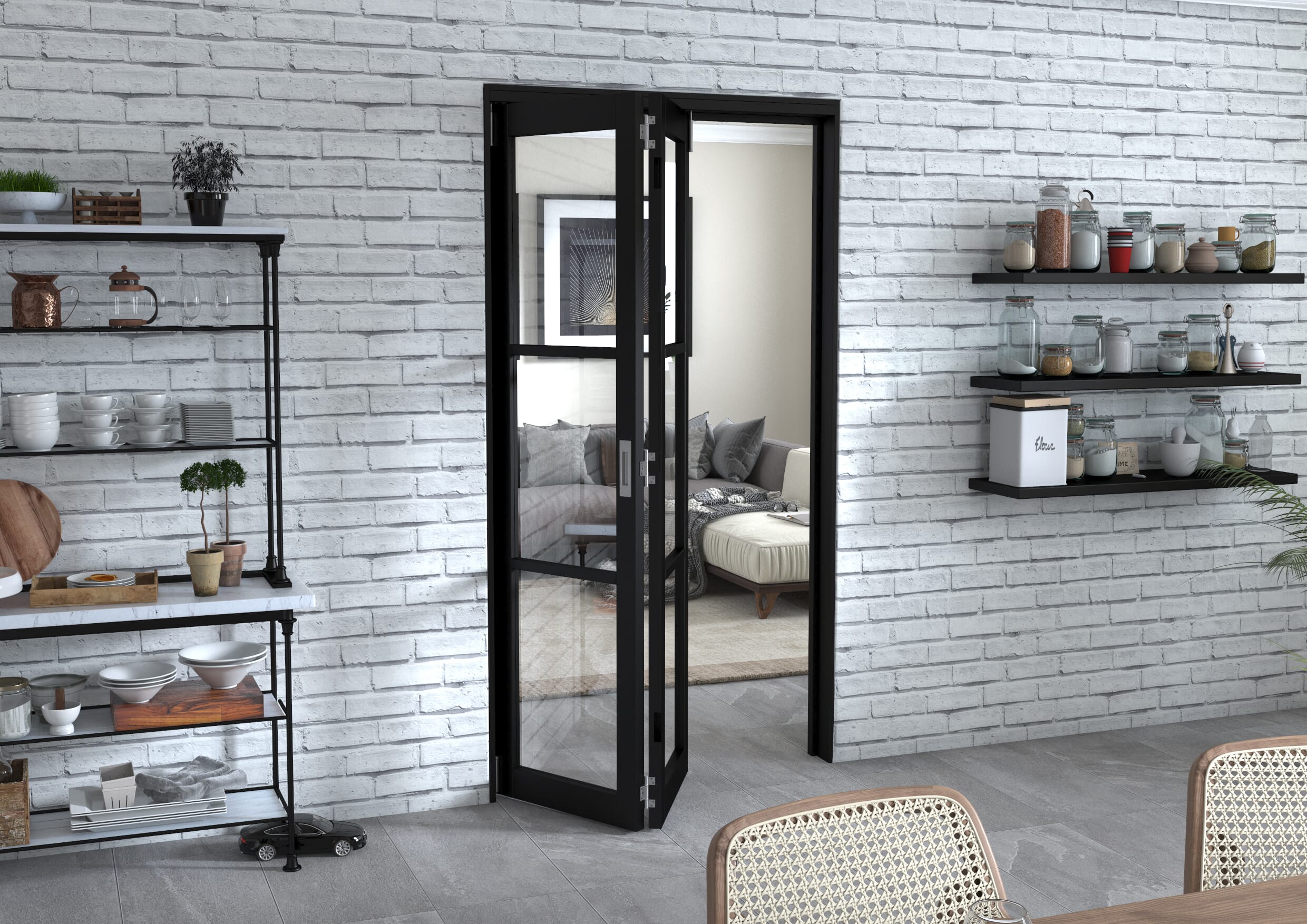 Black Heritage 2 Door Roomfold Grande (2 + 0 x 533mm Doors)