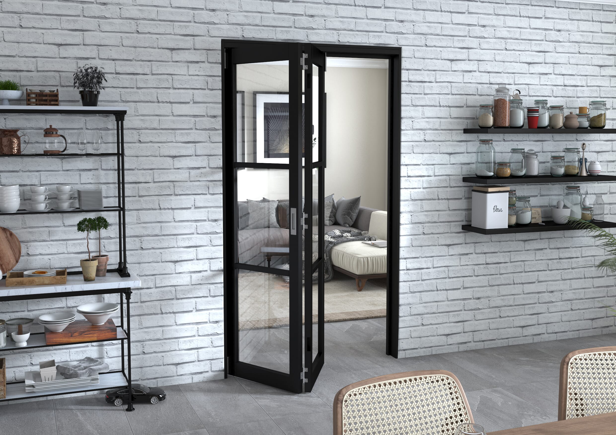 Black Heritage 2 Door Roomfold Grande (2 + 0 x 573mm Doors)