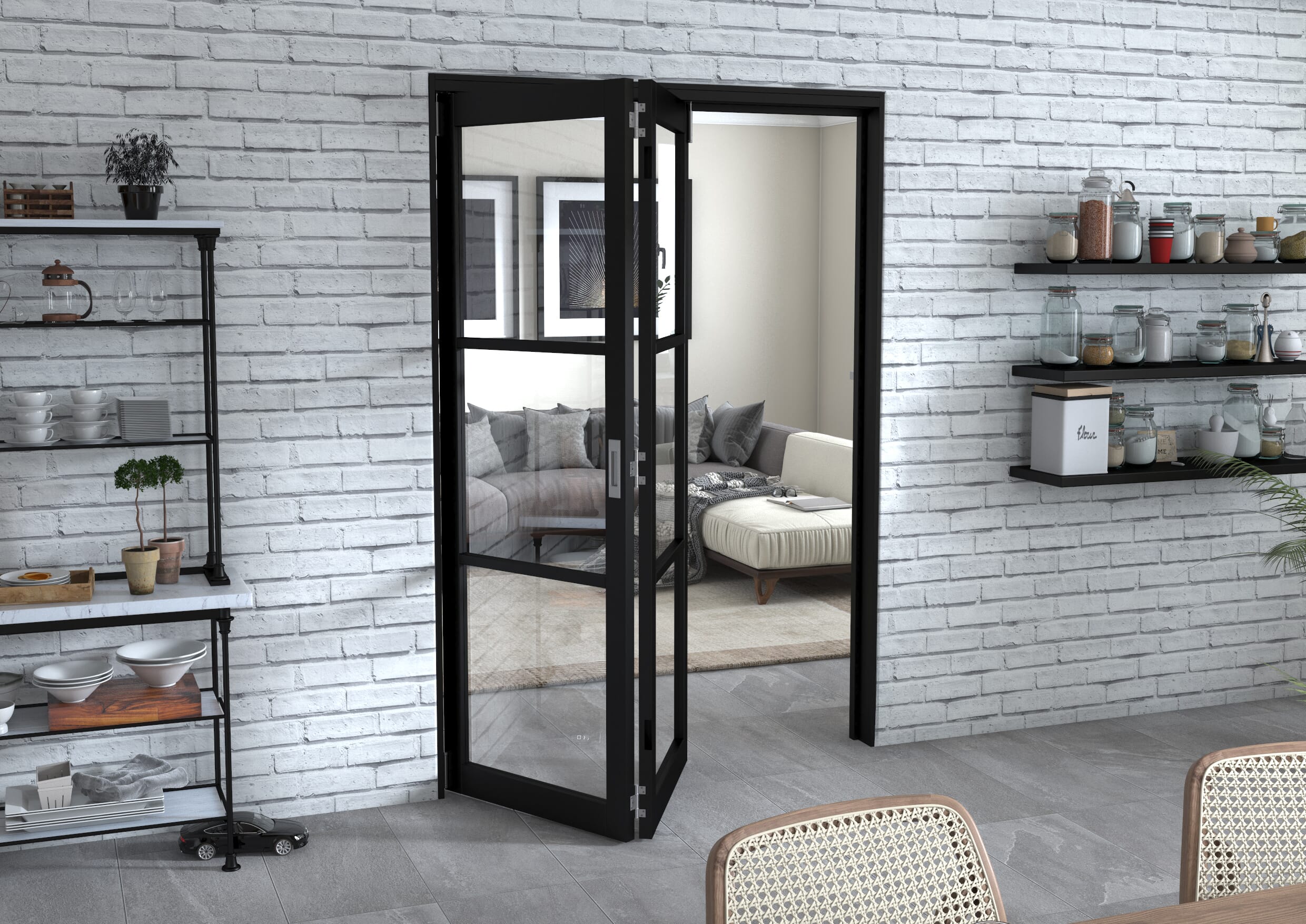 Black Heritage 2 Door Roomfold Grande (2 + 0 x 686mm Doors)