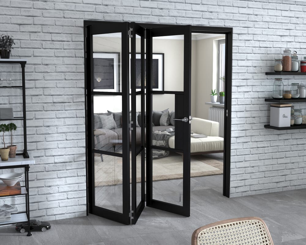 Black Heritage 3 Door Roomfold Grande 1800mm (6ft) 3 + 0 Set