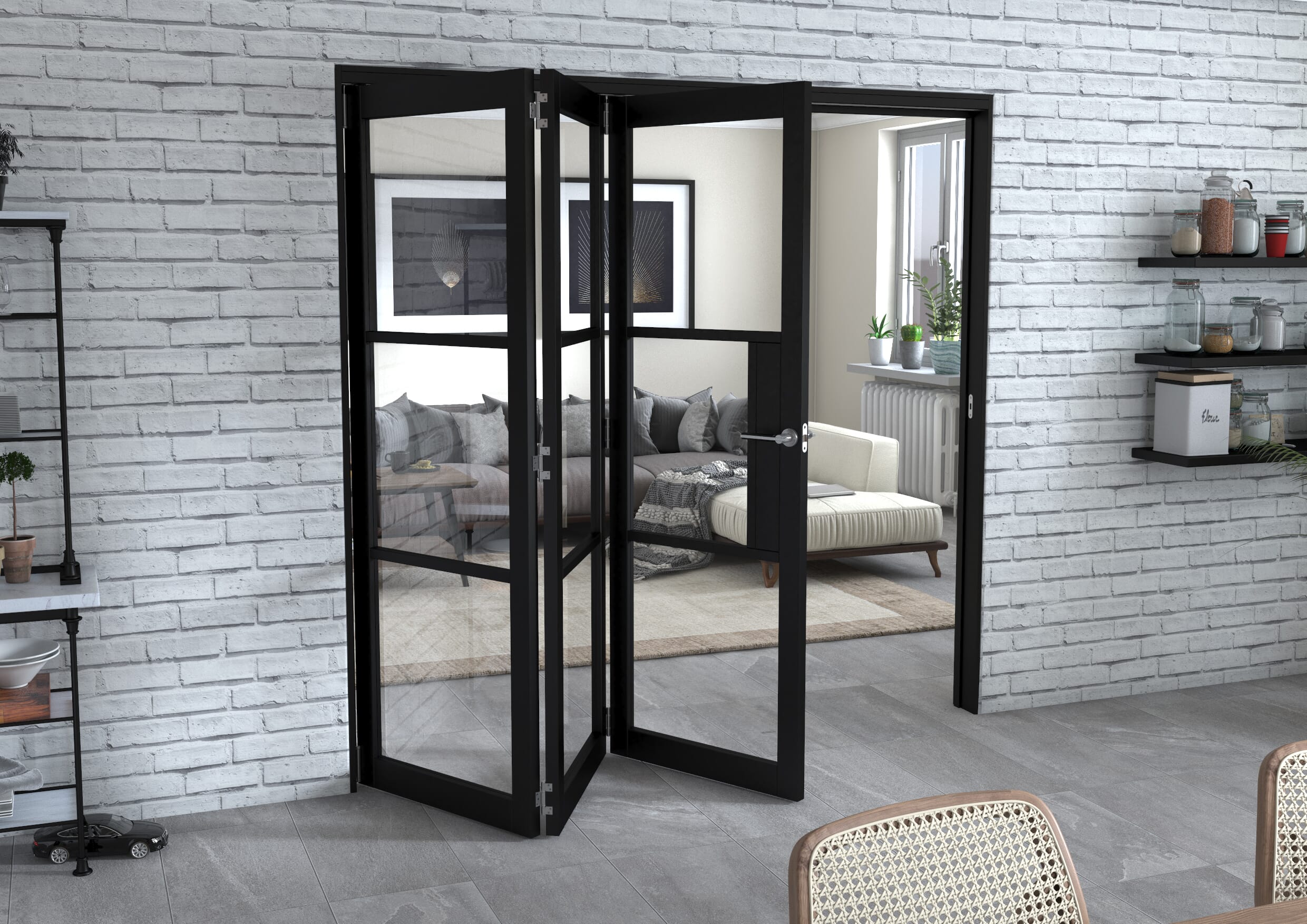 Black Heritage 3 Door Roomfold Grande (3 + 0 x 686mm Doors)