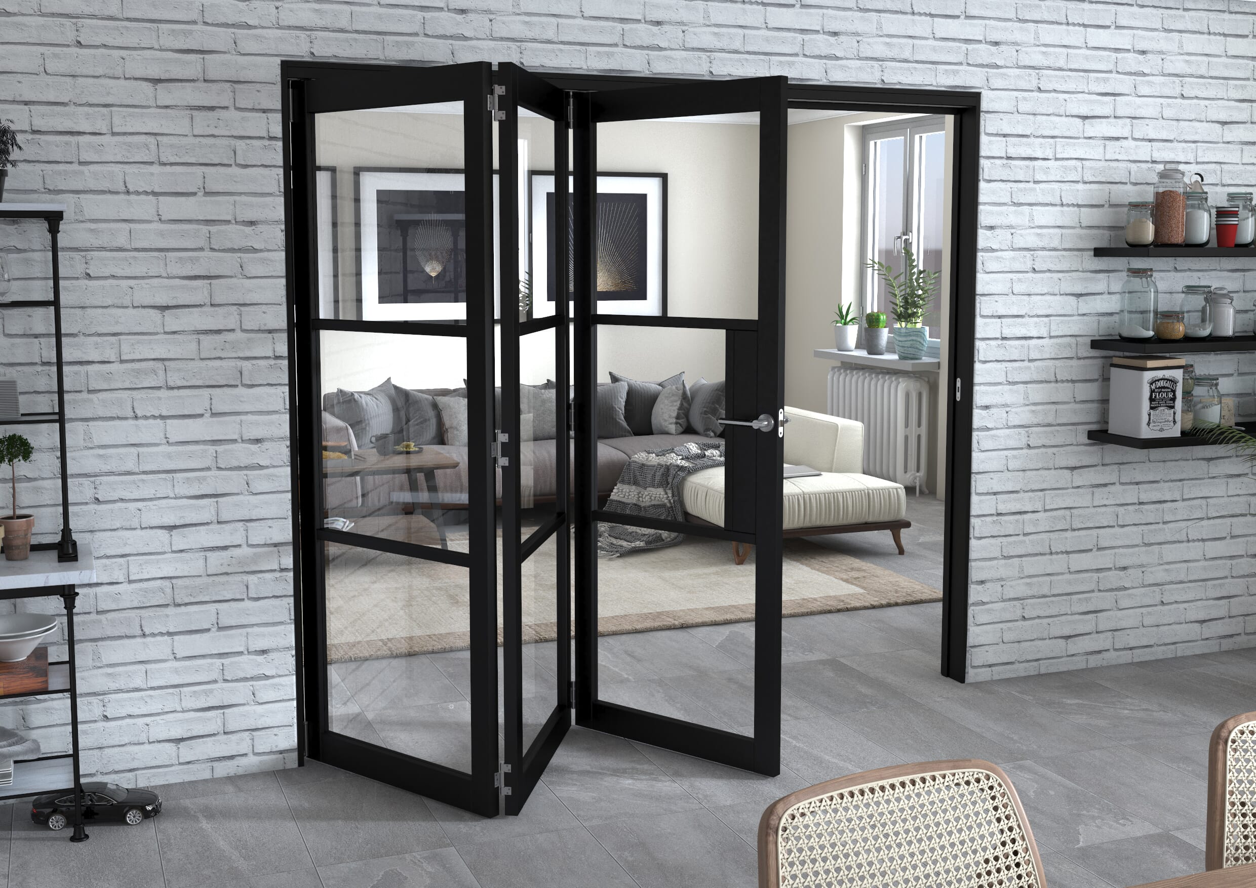 Black Heritage 3 Door Roomfold Grande (3 + 0 x 762mm Doors)