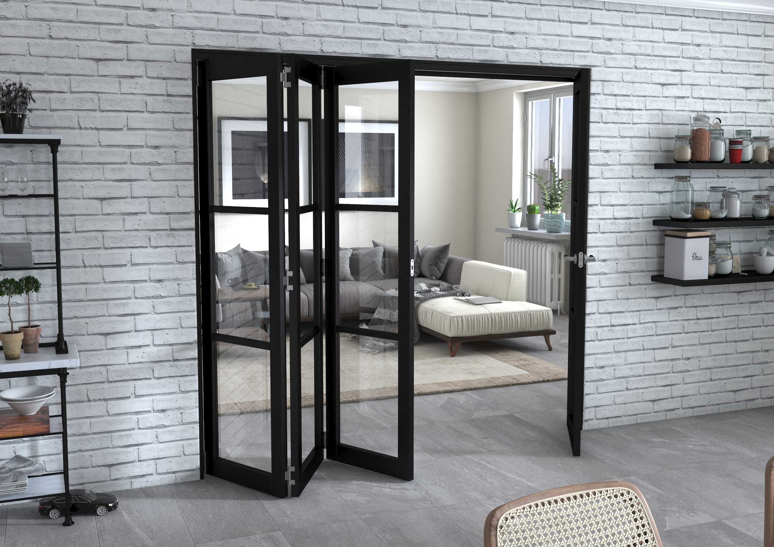 Black Heritage 4 Door Roomfold Grande (3 + 1 x 533mm Doors)