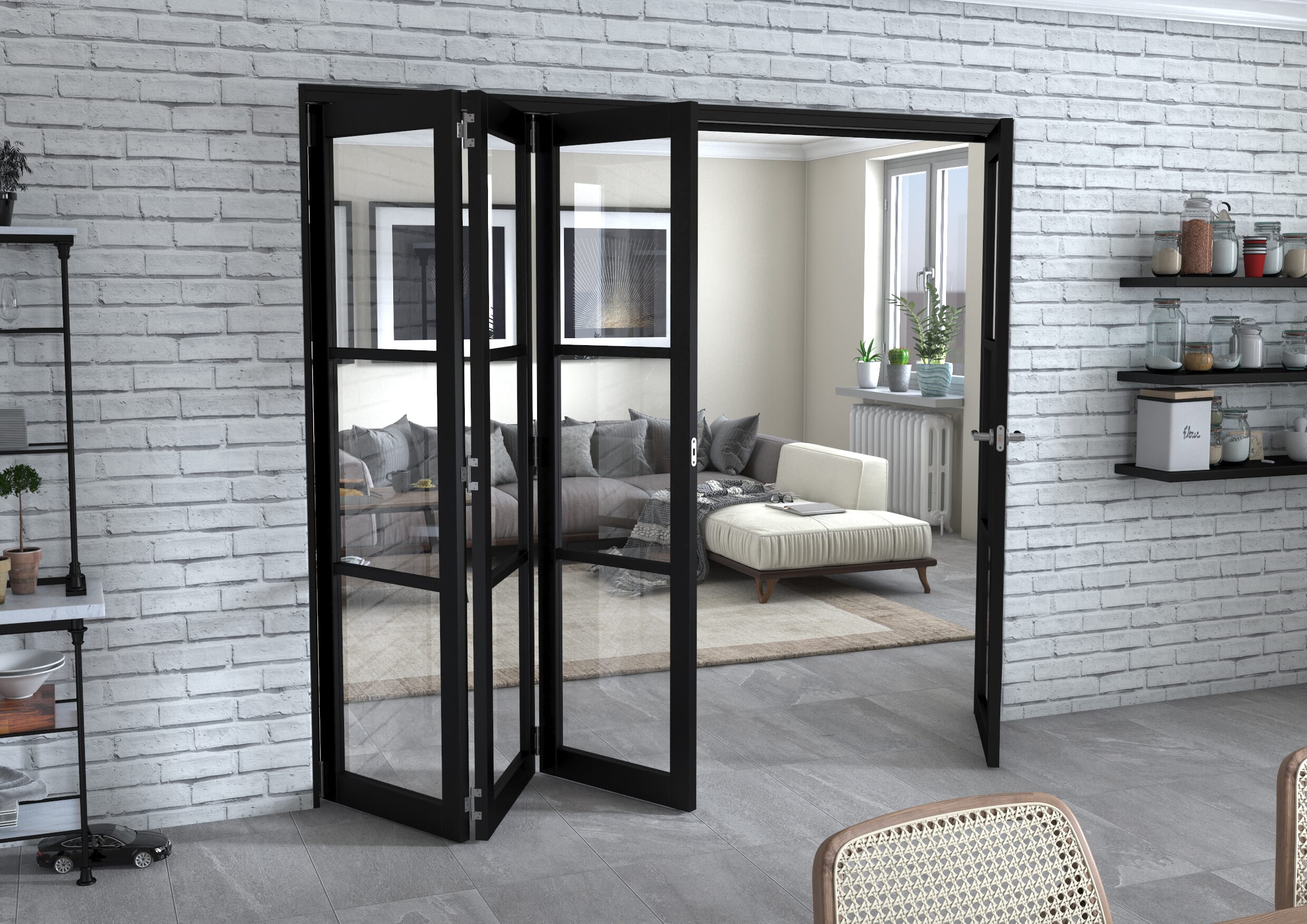 Black Heritage 4 Door Roomfold Grande 2400mm (8ft) 3 + 1 Set