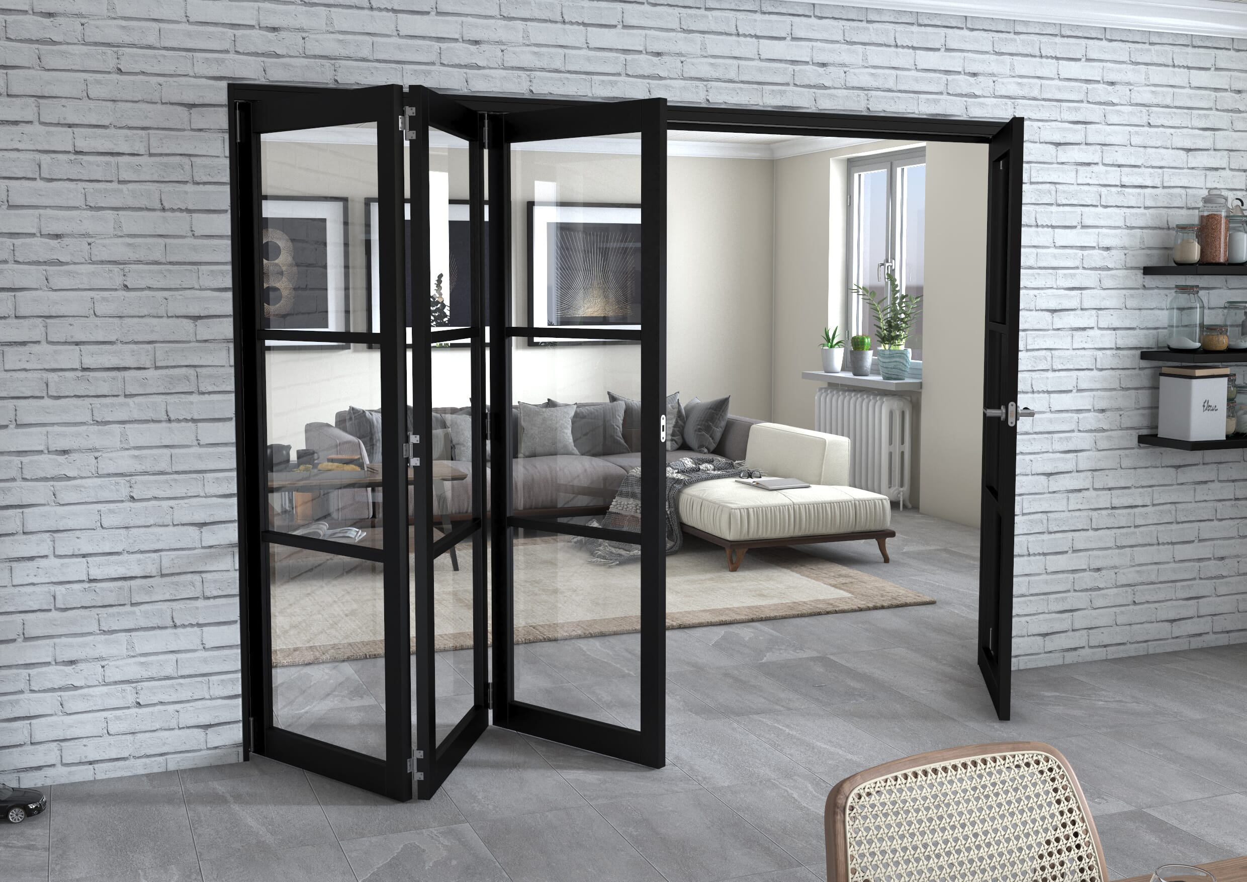Black Heritage 4 Door Roomfold Grande (3 + 1 x 686mm Doors)